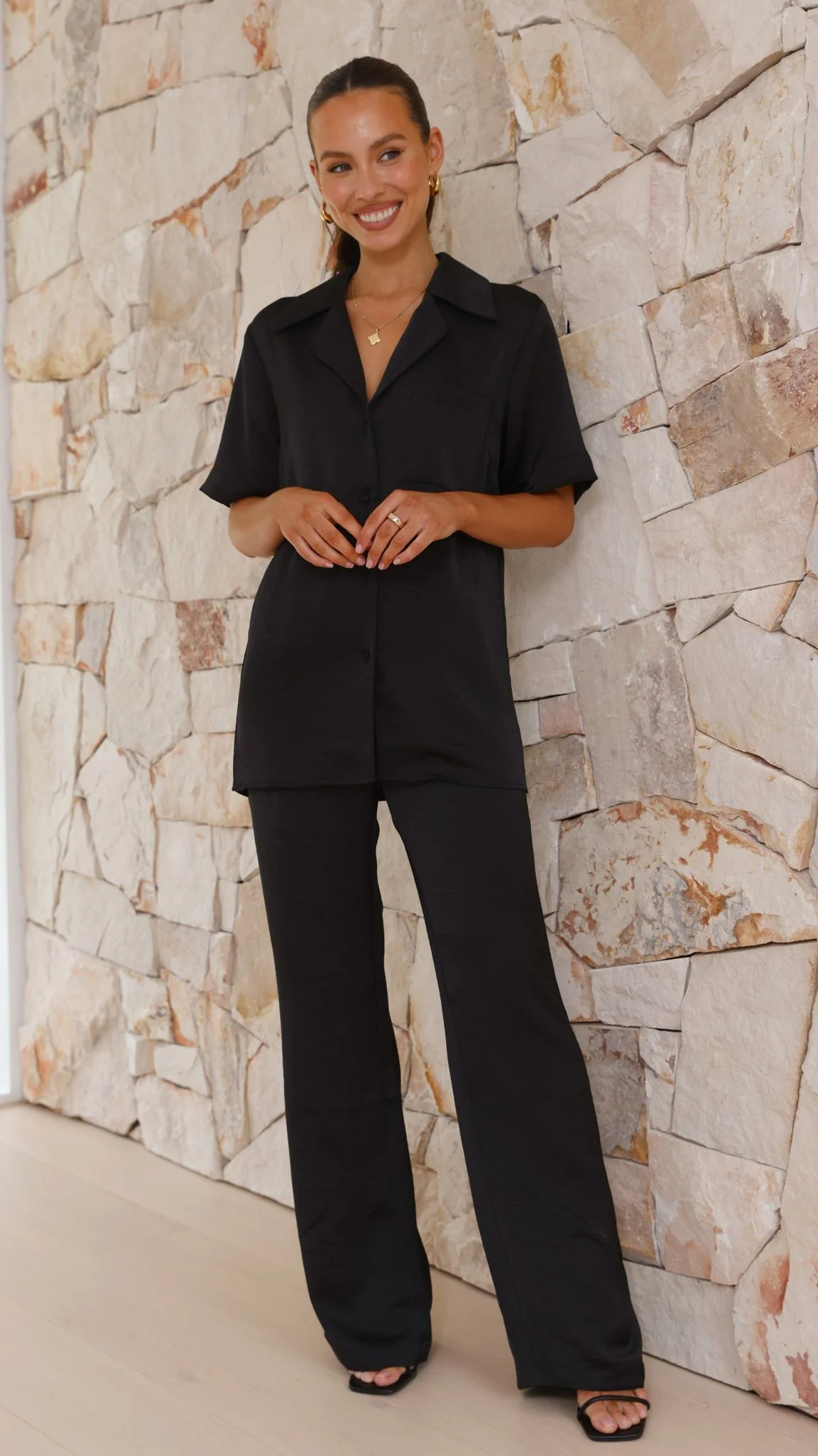 Courtney Button Up Shirt - Black