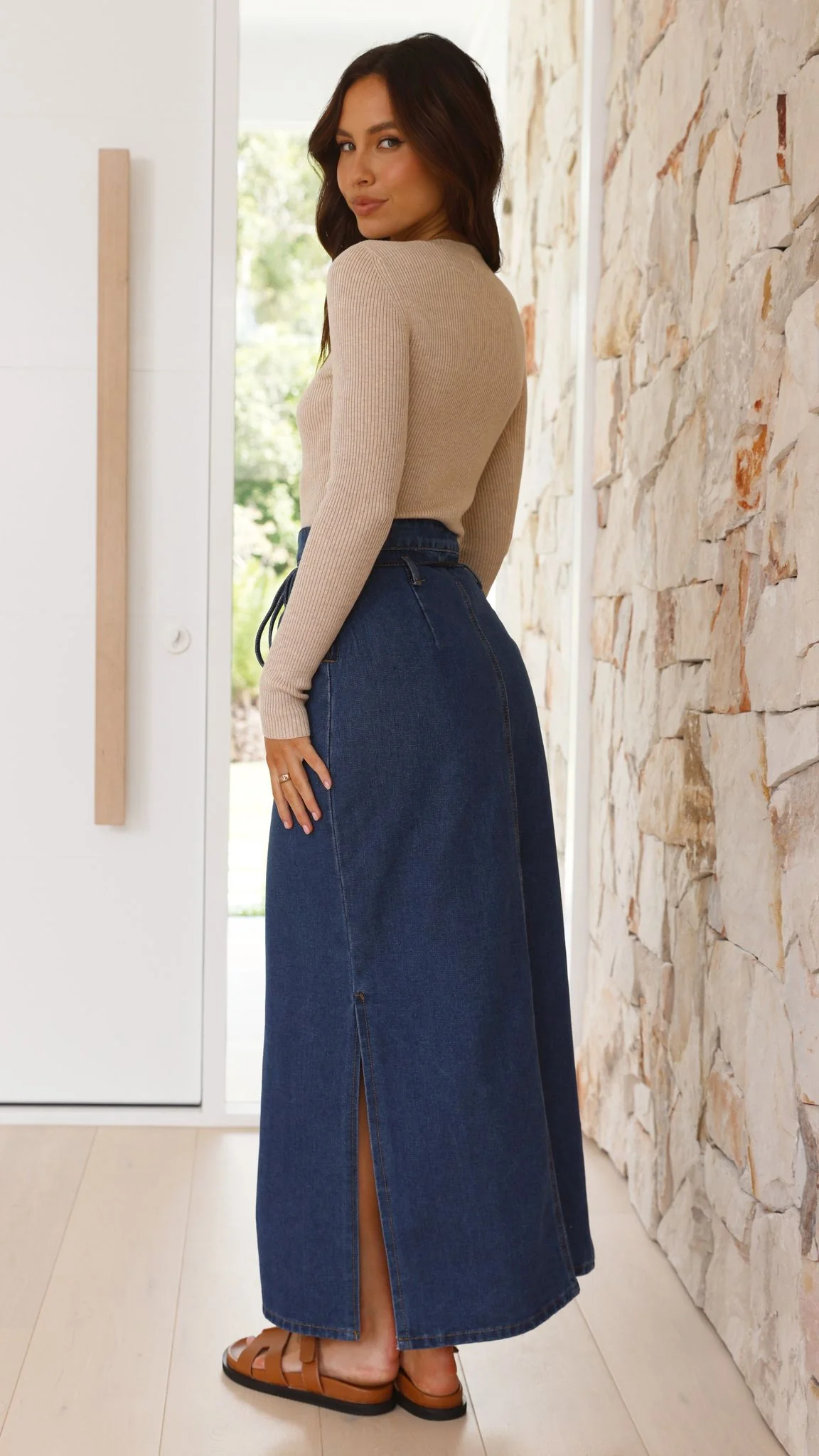 Kahlilia Maxi Skirt - Mid Blue Denim