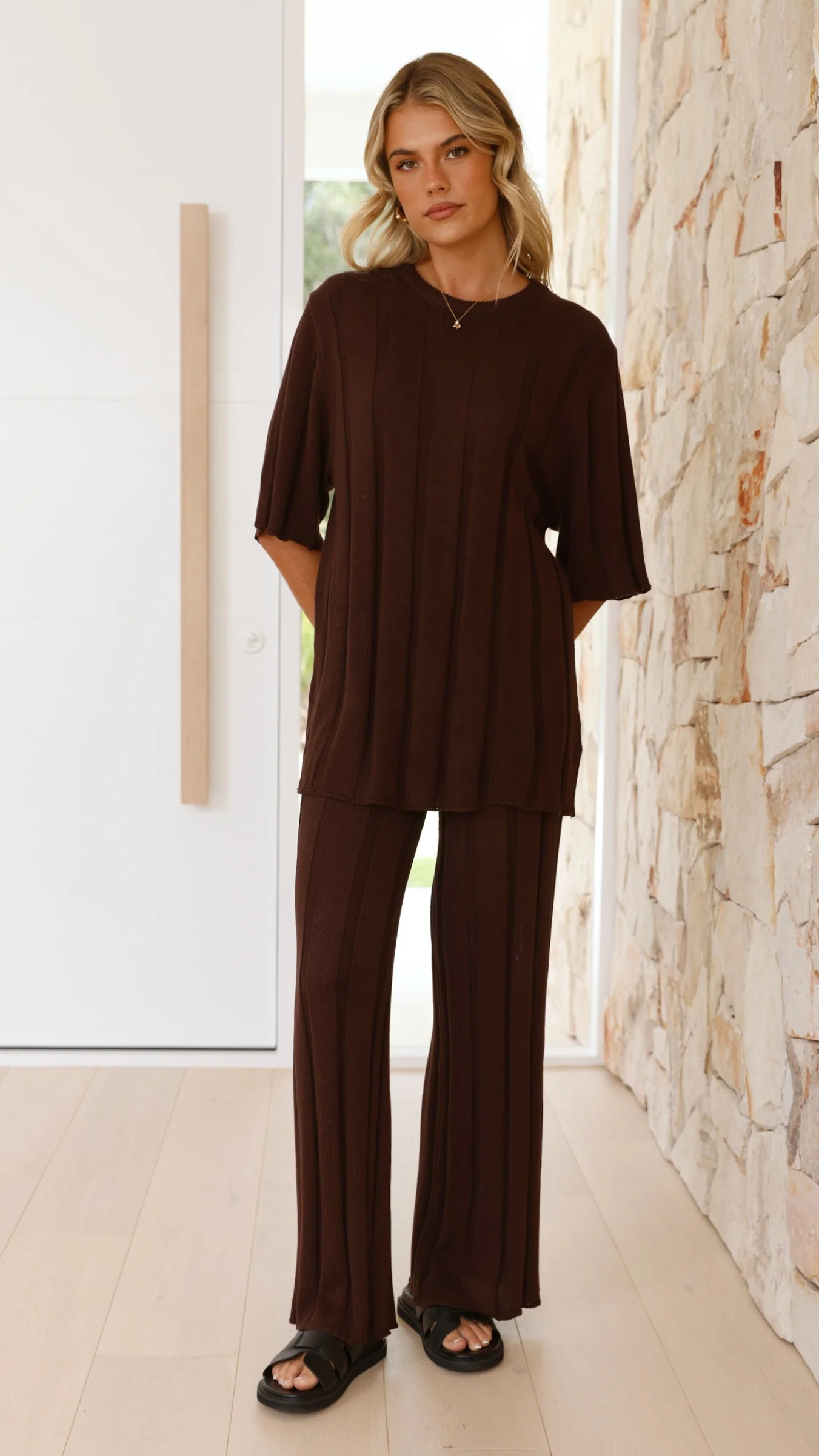 Bayu Knit Pants - Brown