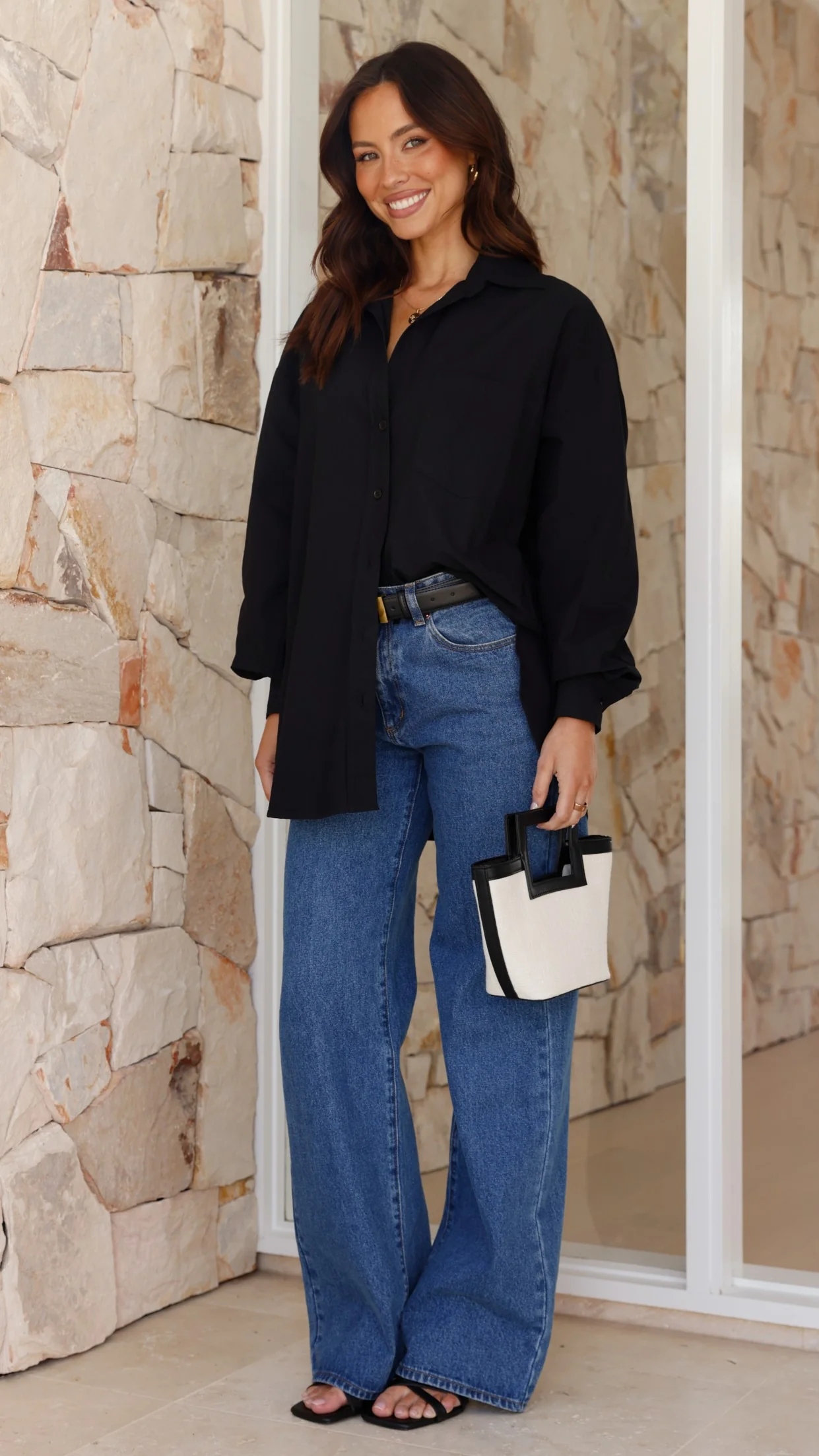 Casali Oversized Button Up Shirt - Black