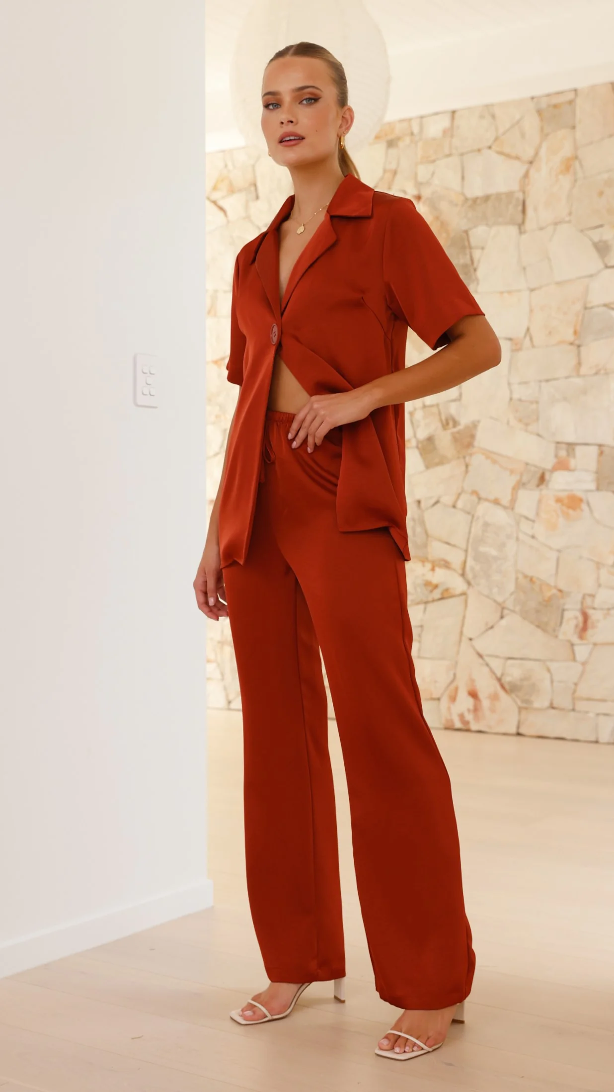 Imogen Button Shirt - Rust