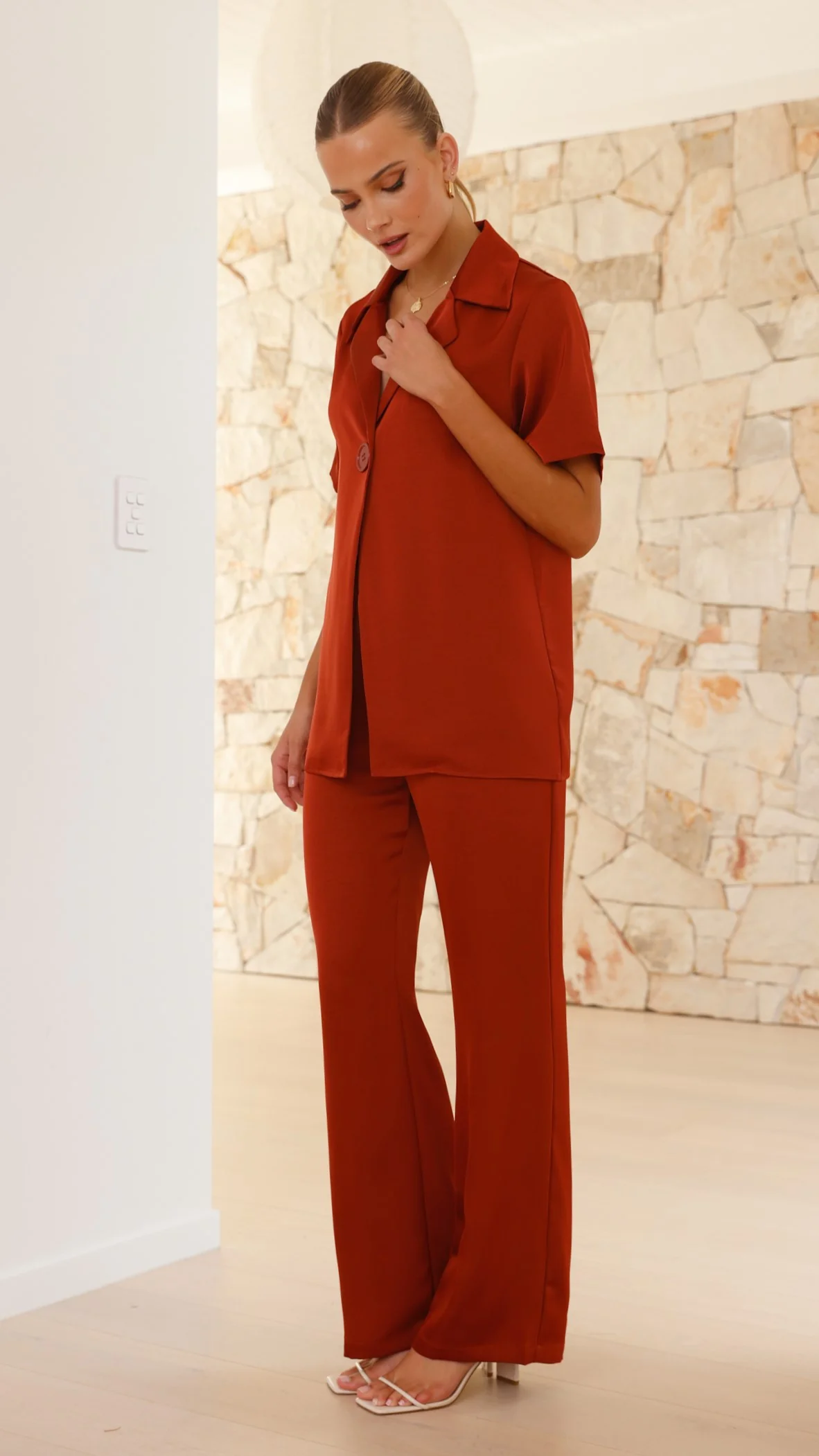 Imogen Button Shirt - Rust