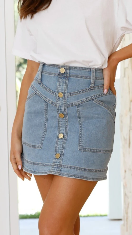 Lucilla Mini Skirt - Blue Denim
