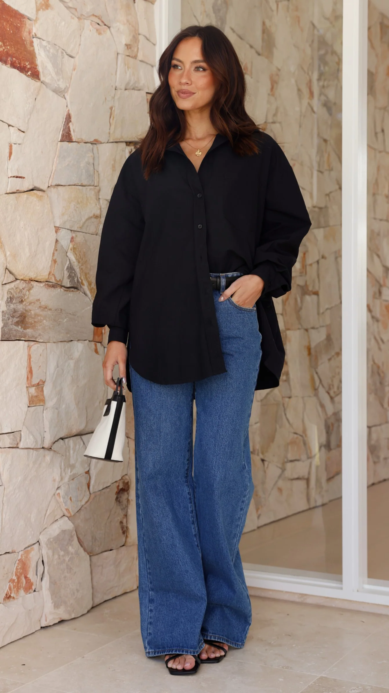 Casali Oversized Button Up Shirt - Black