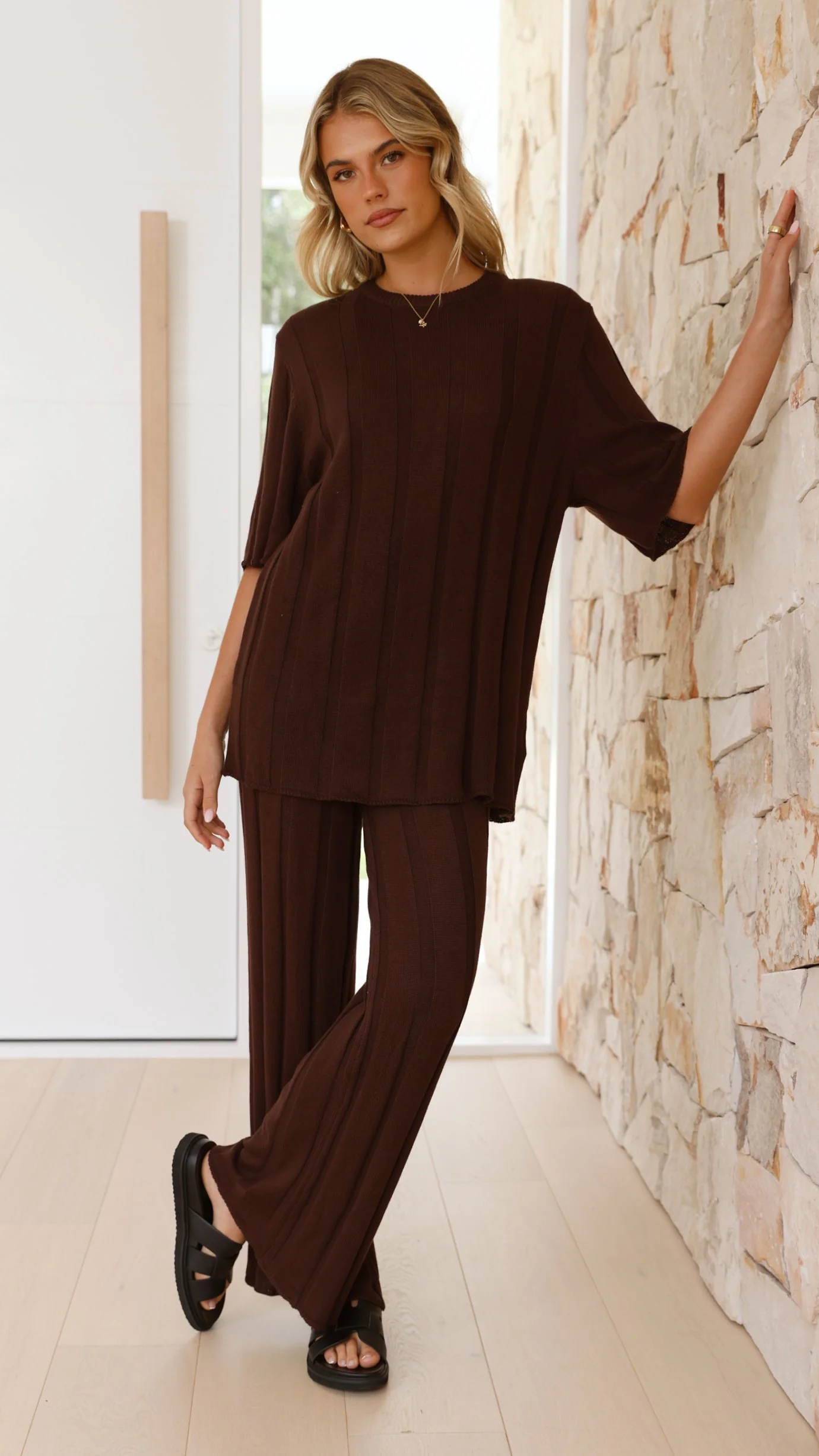 Bayu Knit Pants - Brown
