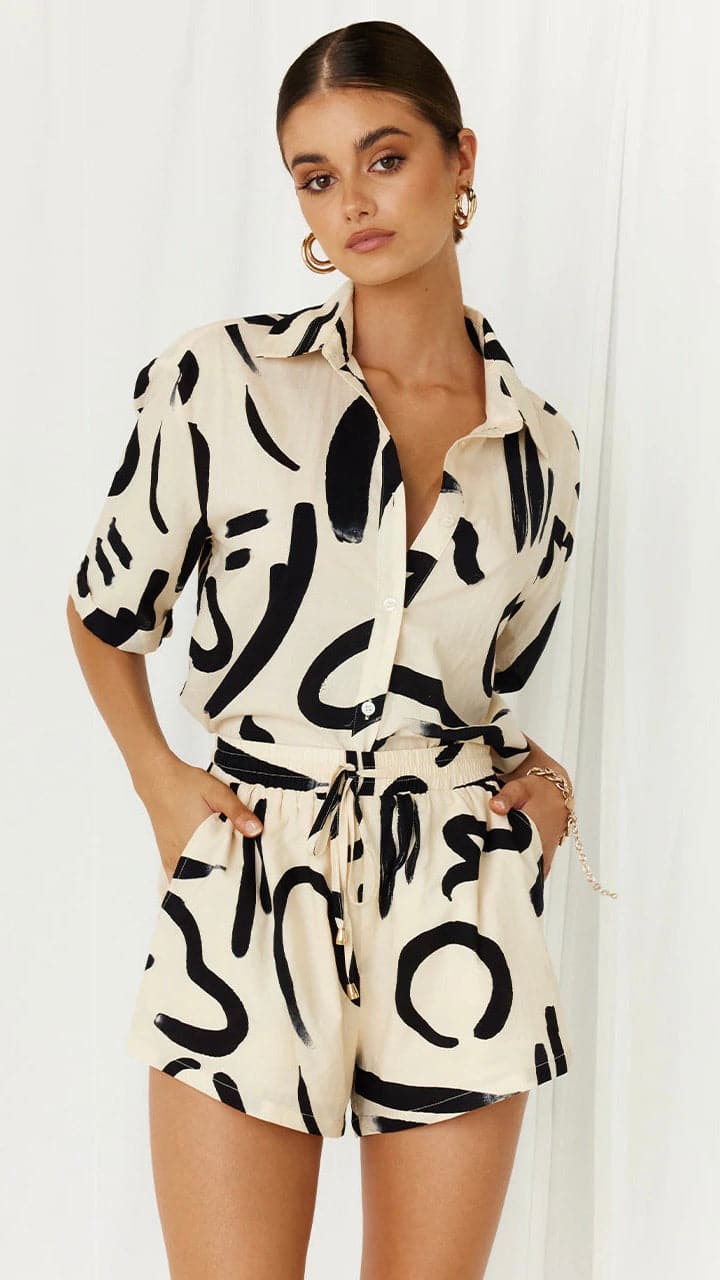 York Button Up Shirt - Sand/Black