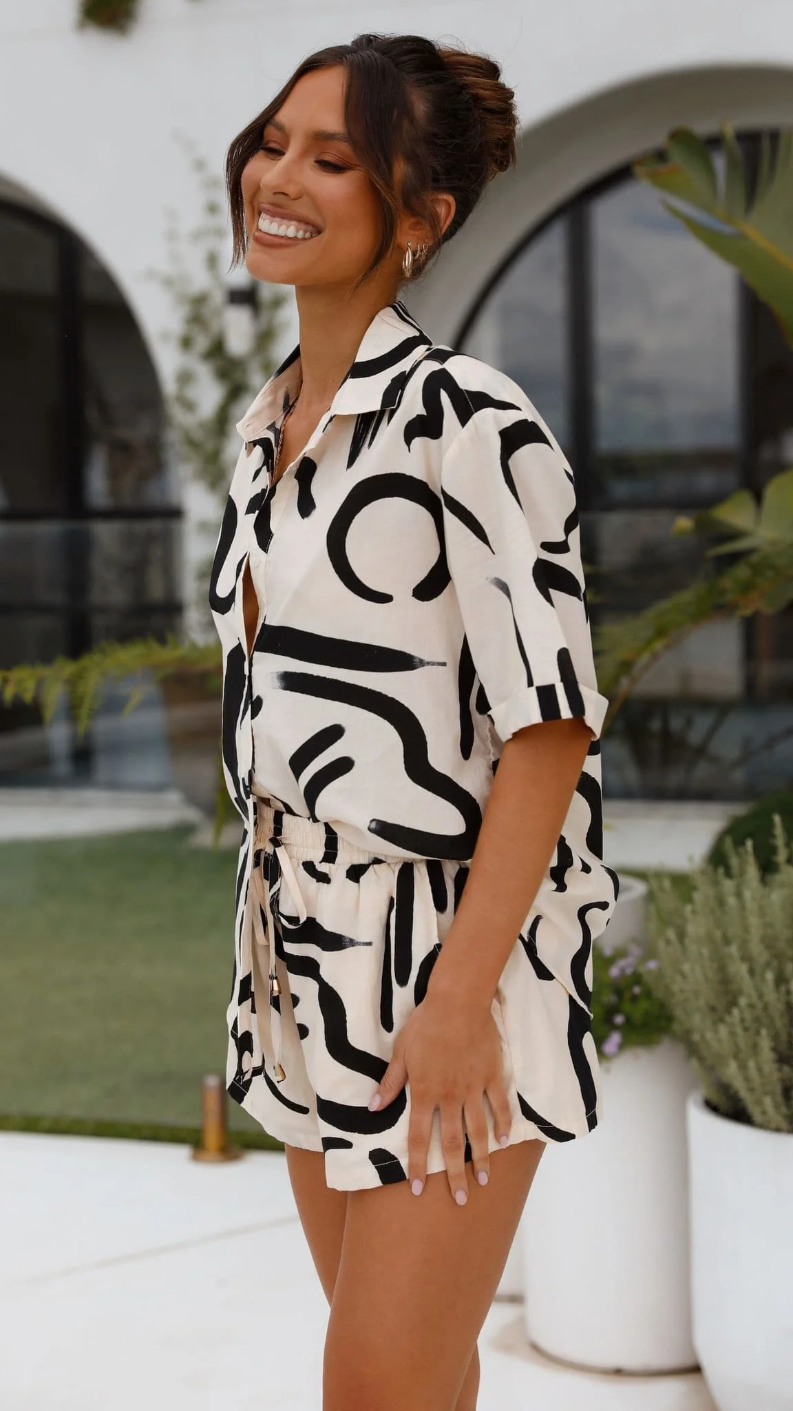 York Button Up Shirt - Sand/Black