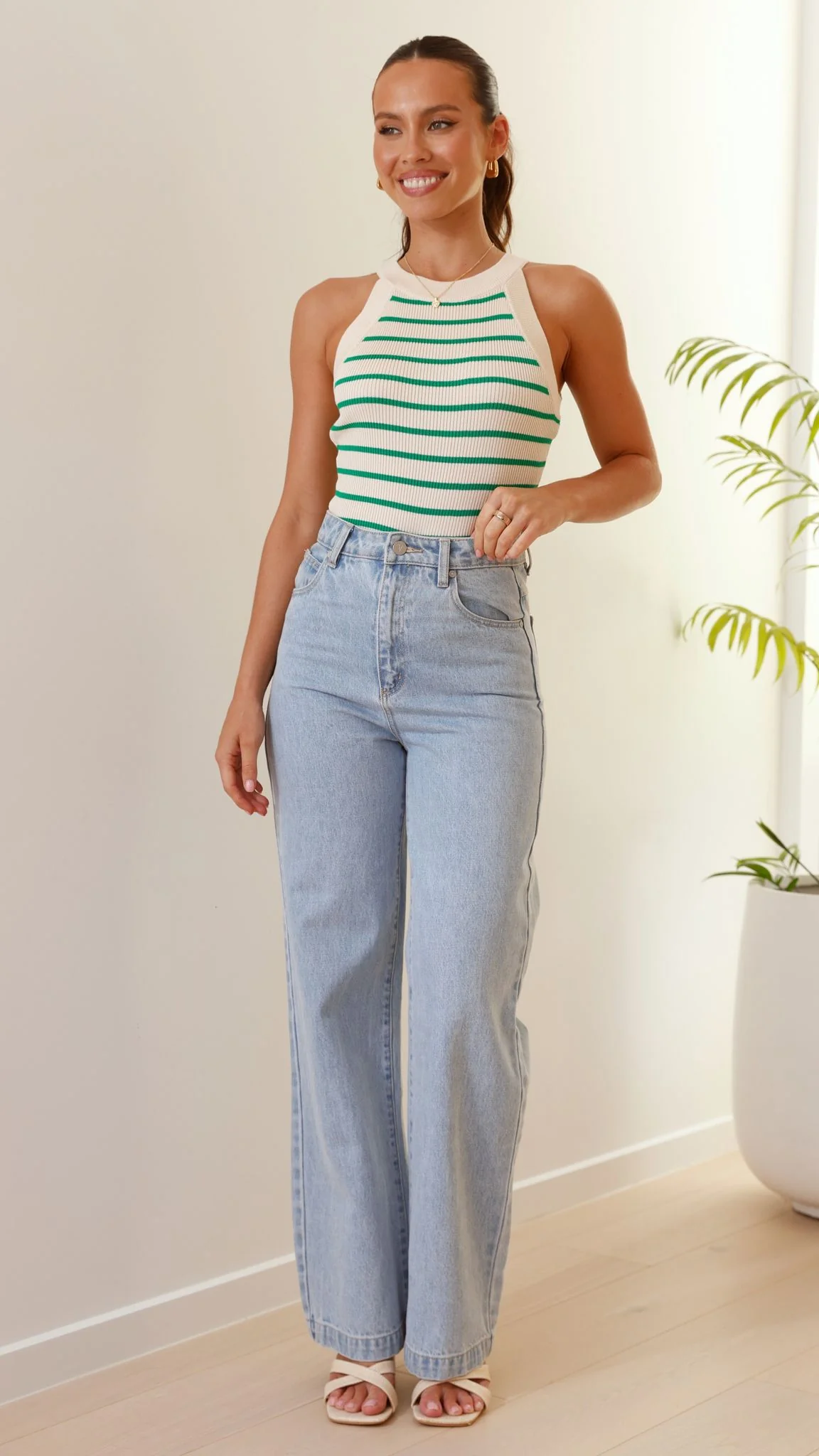 Zuri Top - Green/Cream