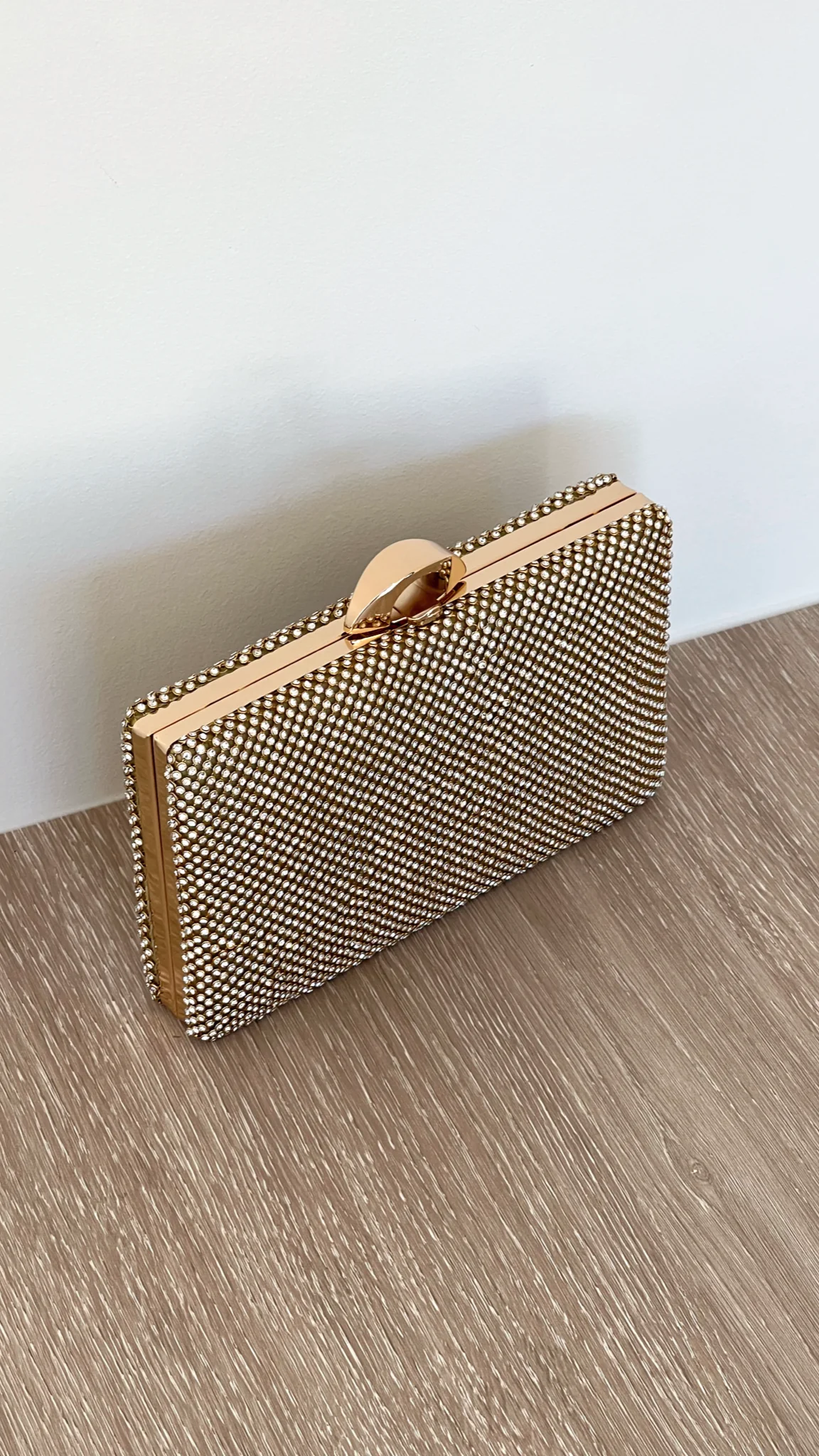 Mariah Diamante Structured Clutch - Gold