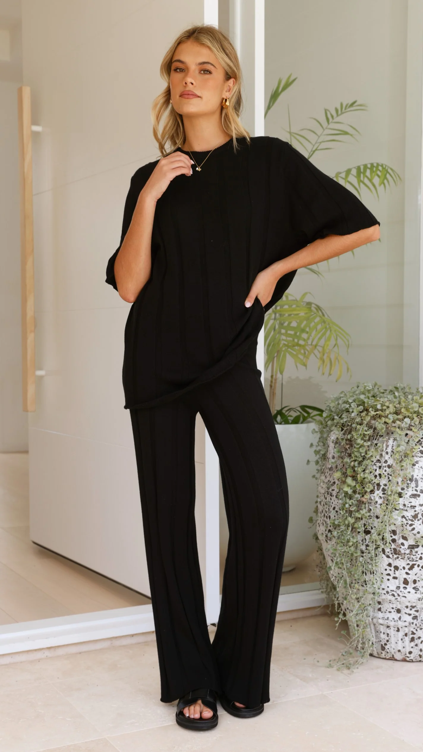 Bayu Knit Pants - Black
