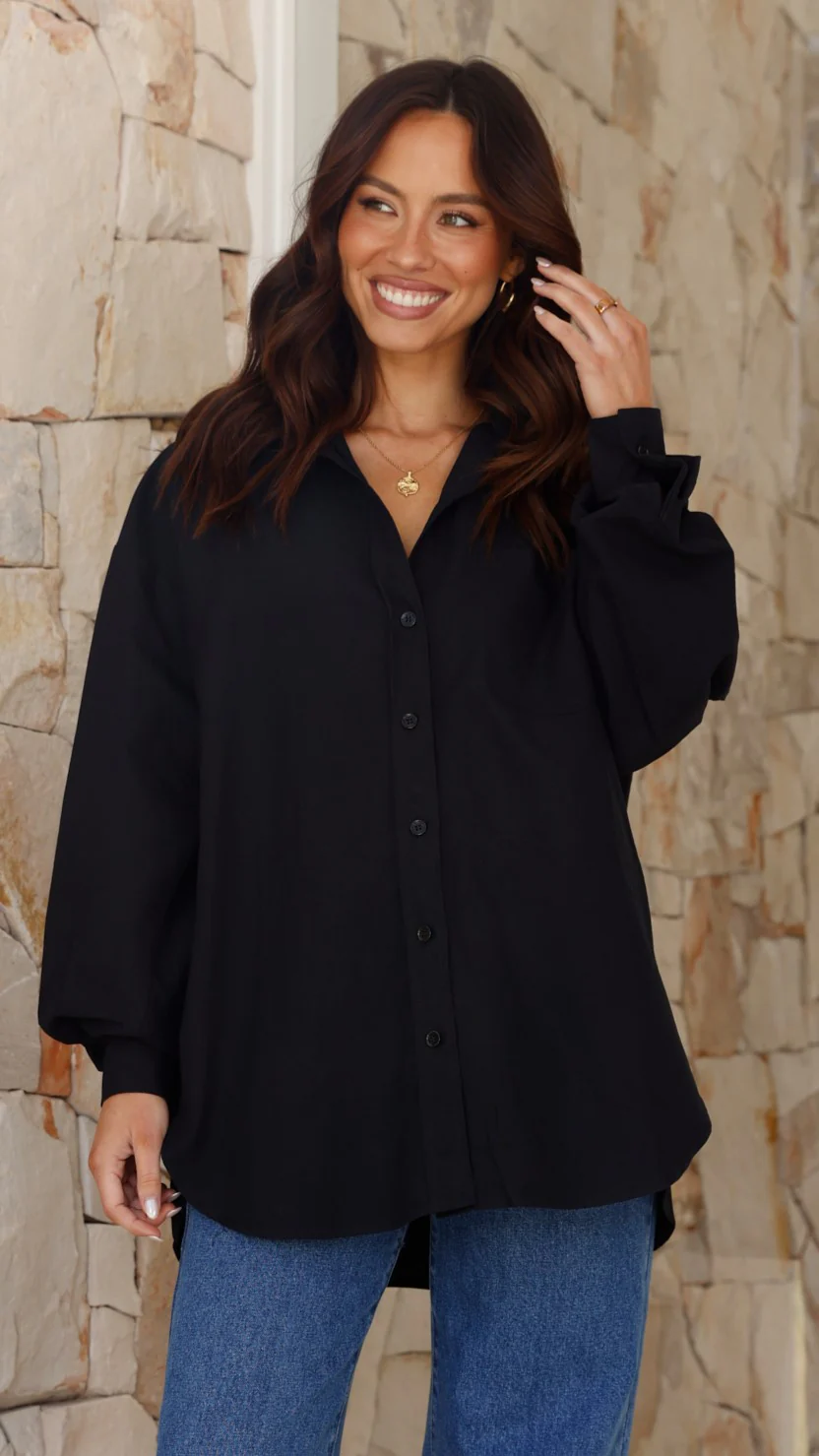 Casali Oversized Button Up Shirt - Black