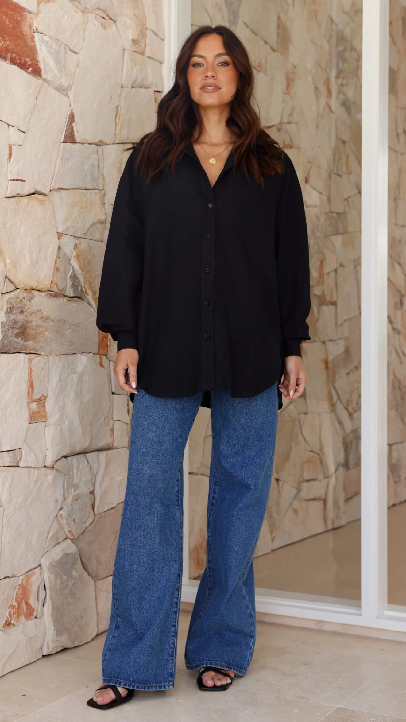 Casali Oversized Button Up Shirt - Black