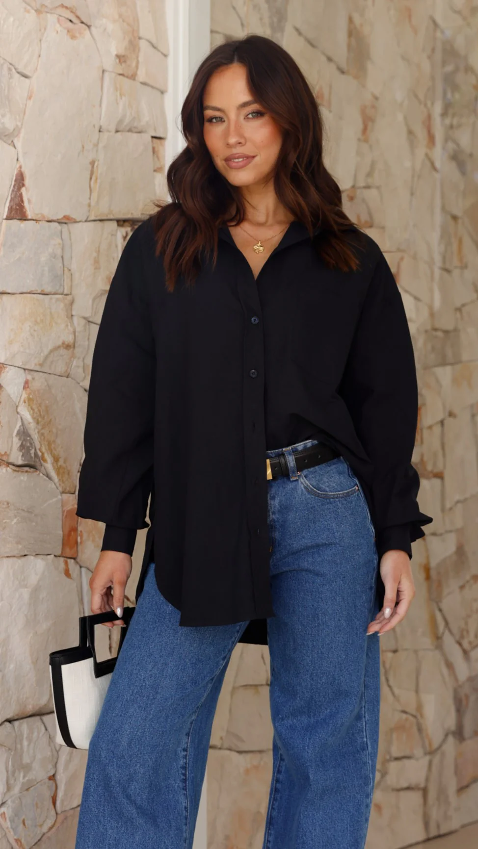 Casali Oversized Button Up Shirt - Black