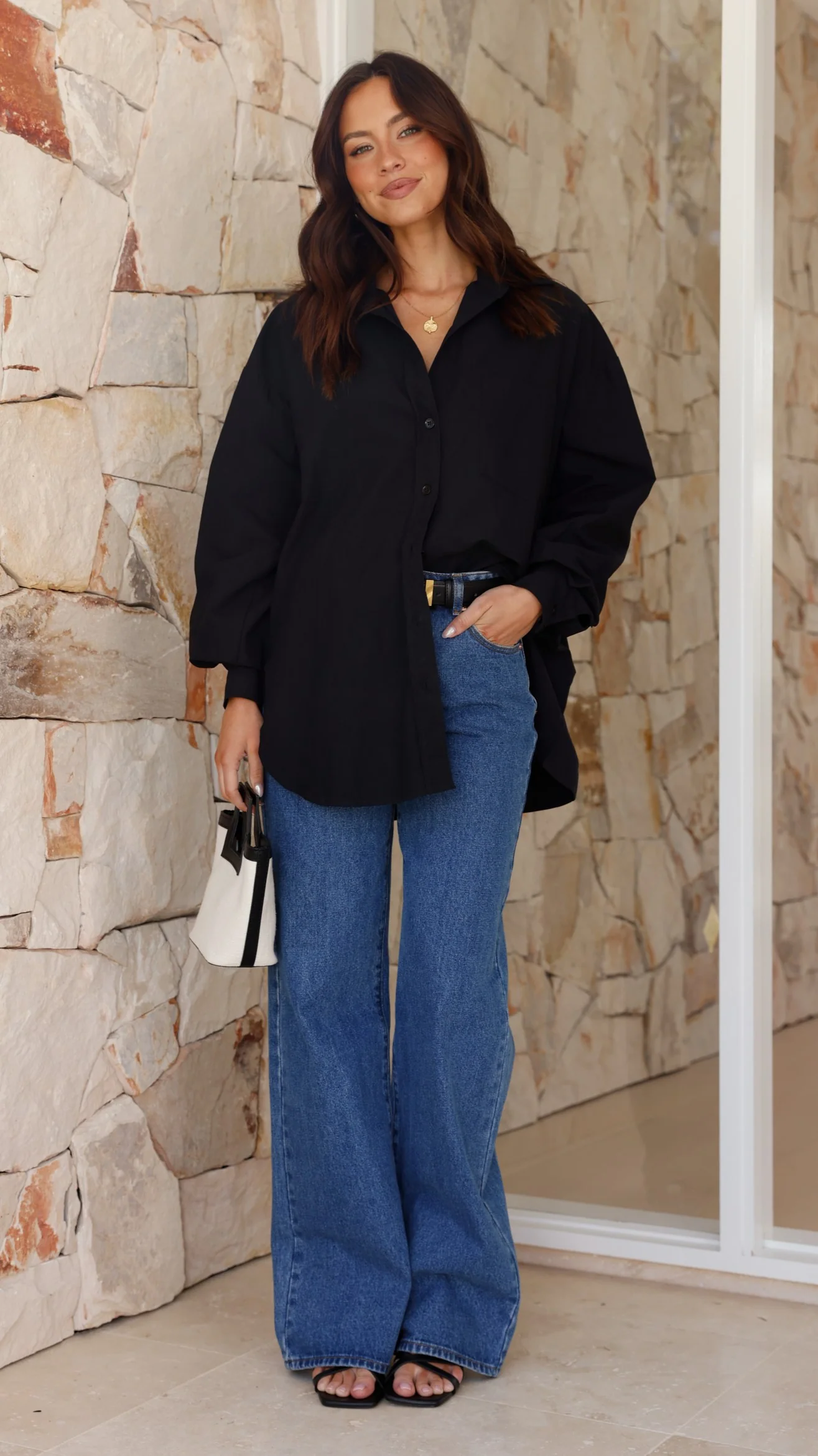 Casali Oversized Button Up Shirt - Black