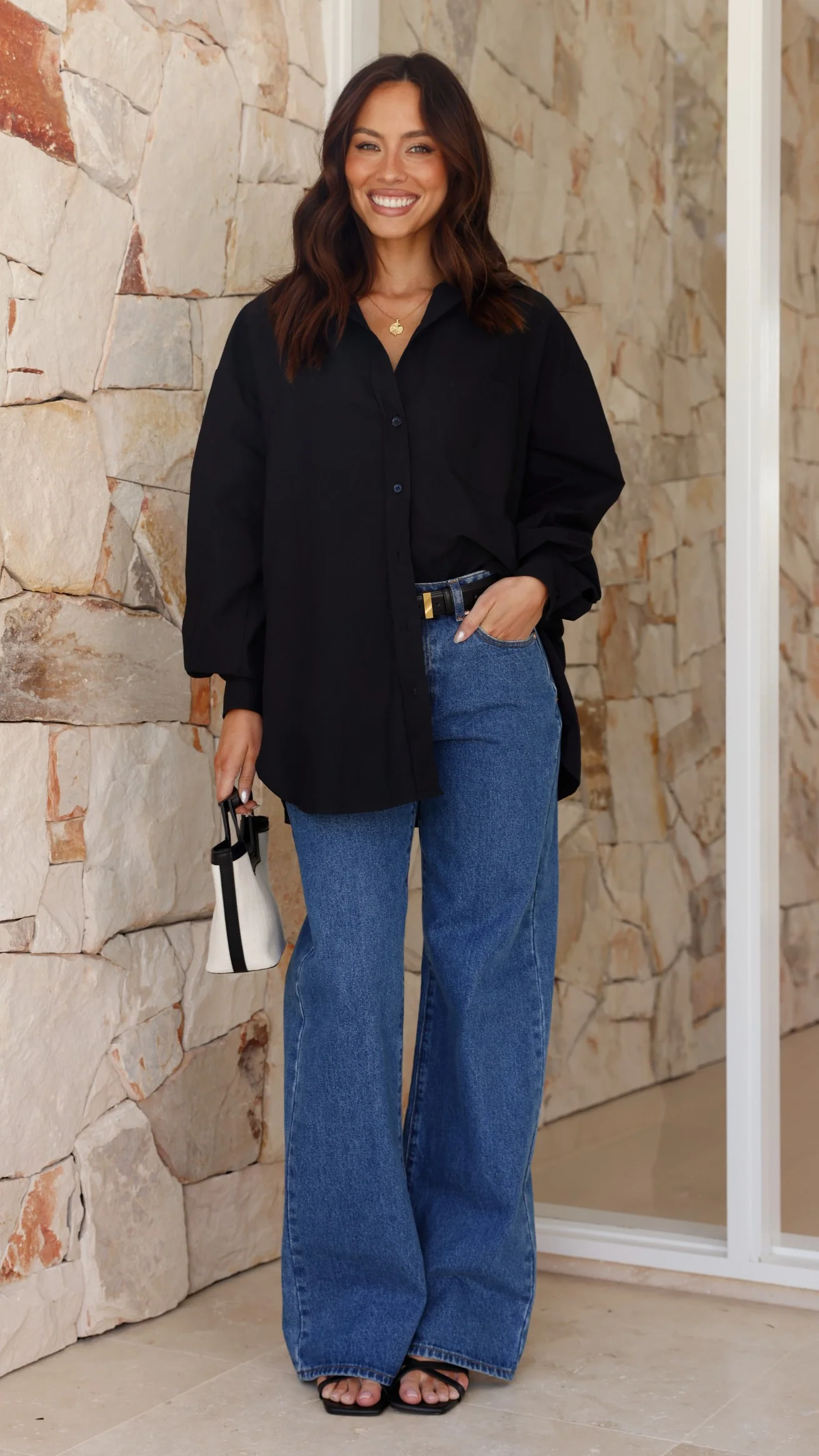 Casali Oversized Button Up Shirt - Black