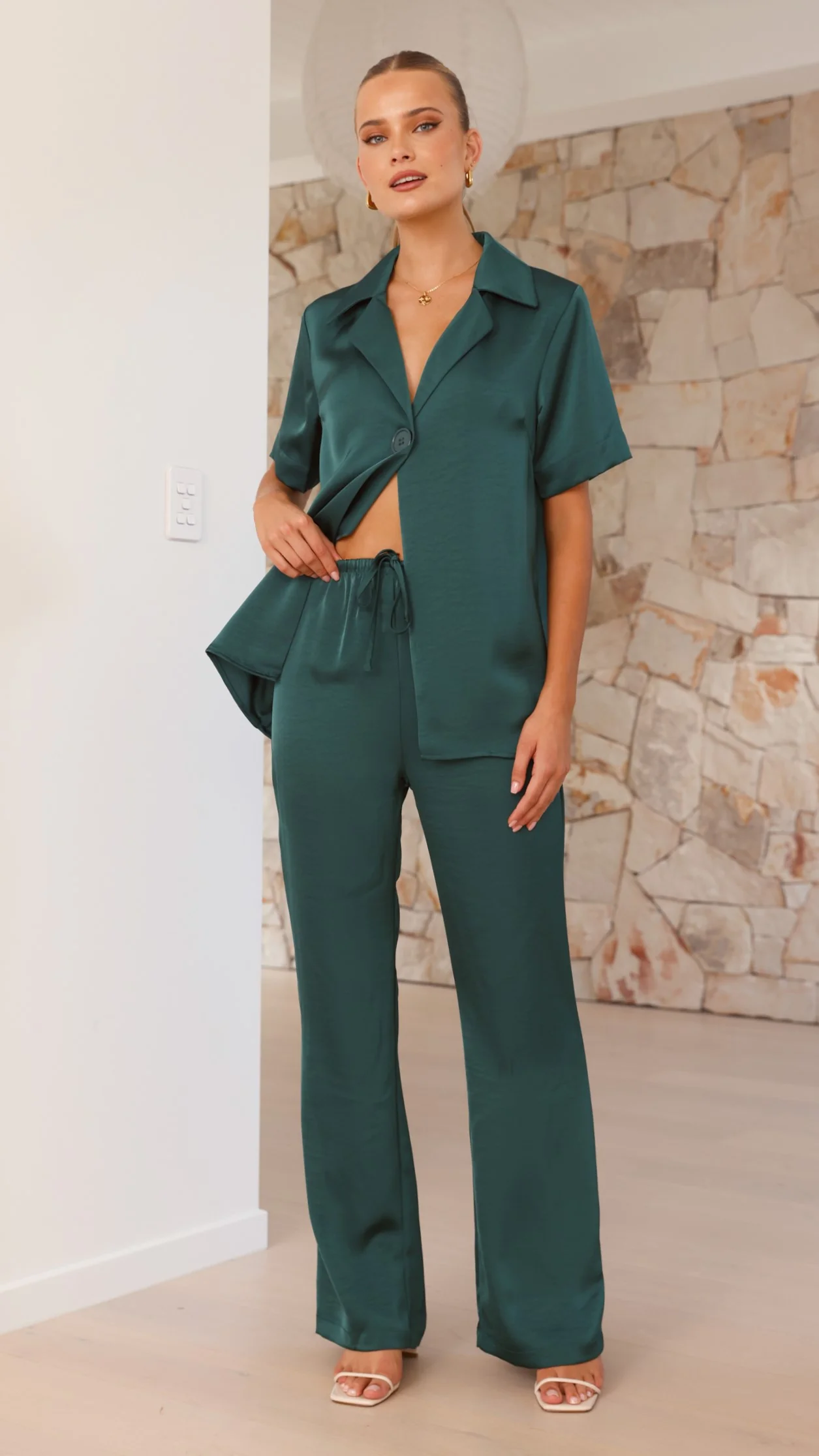 Imogen Button Shirt - Emerald