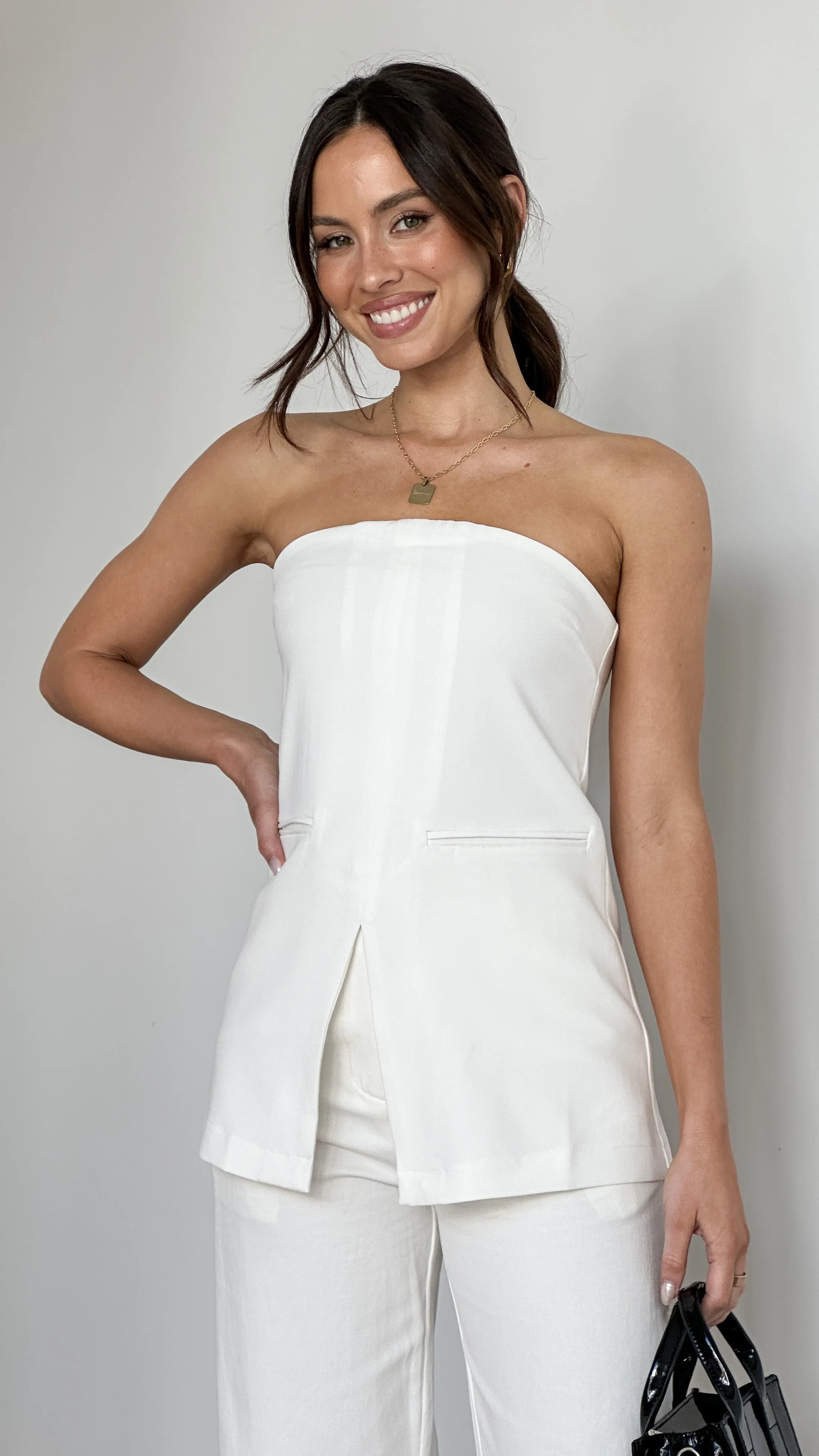 Sorrento Strapless Top - White