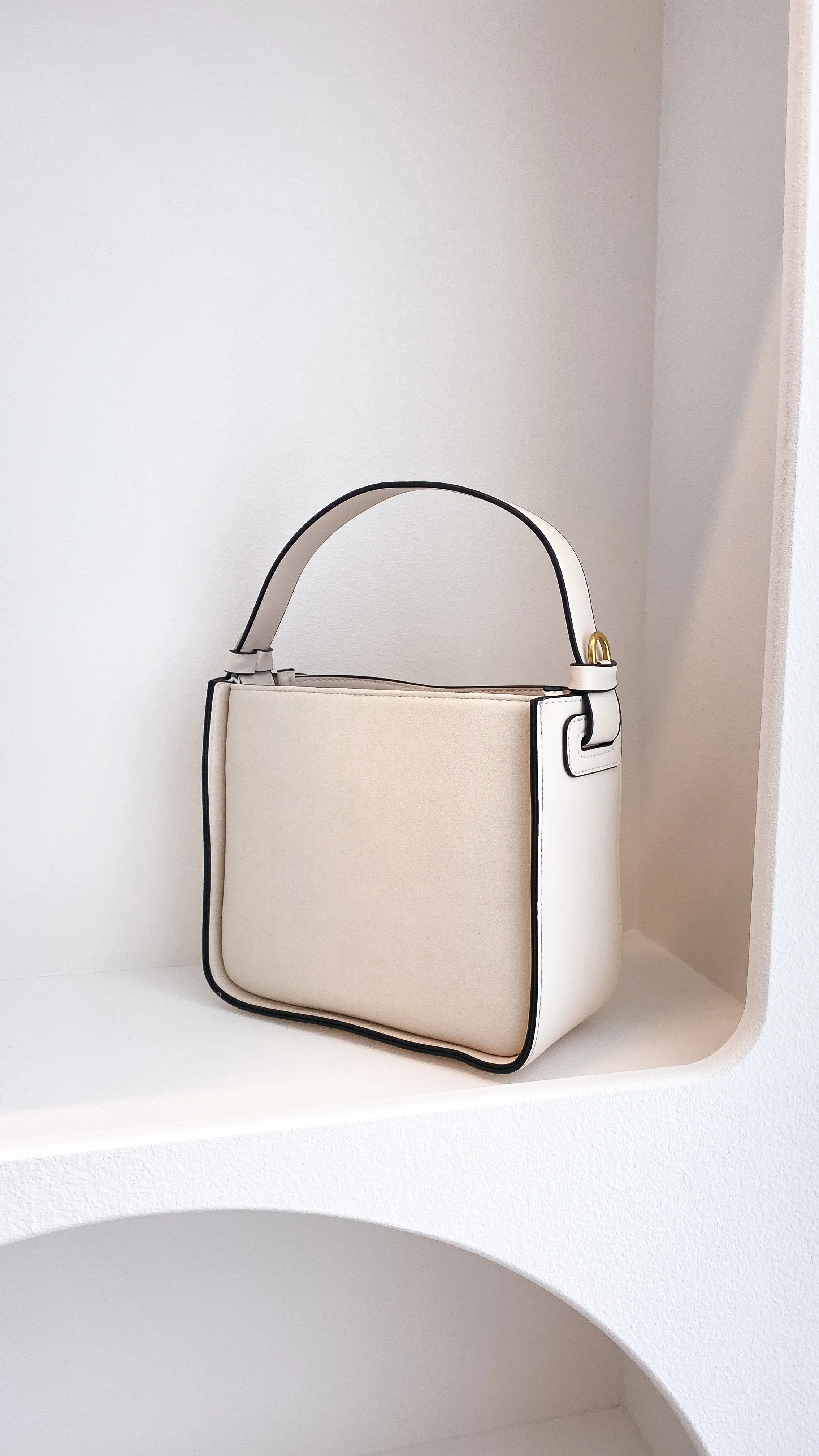 Poppi Suede Mini Handbag - Cream