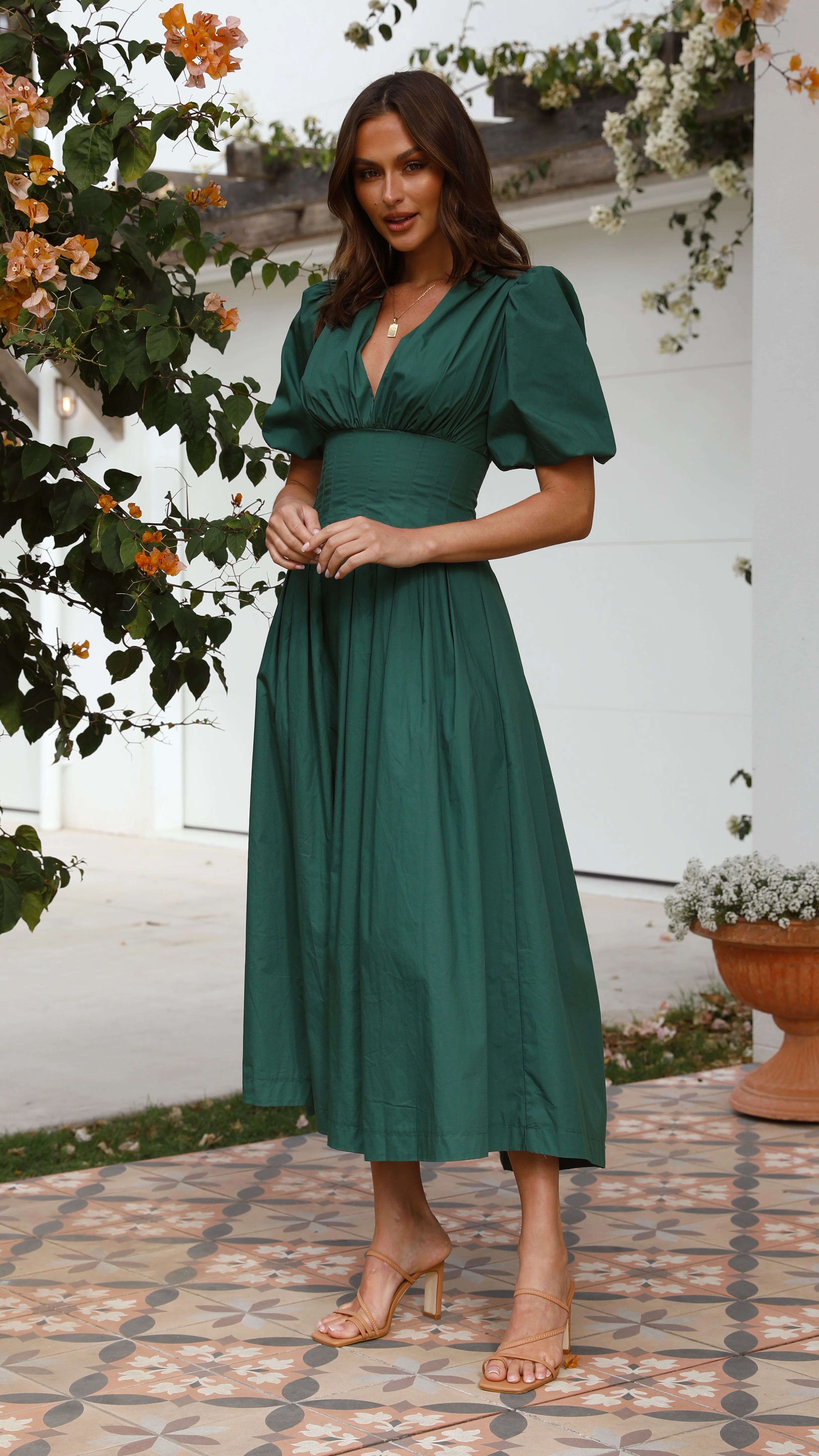 Laura Midi Dress - Emerald
