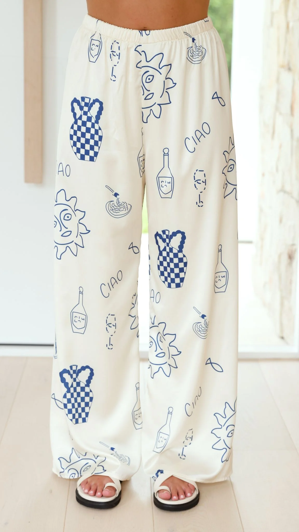 Bailie Shirt and Pants Set - Beige/Blue