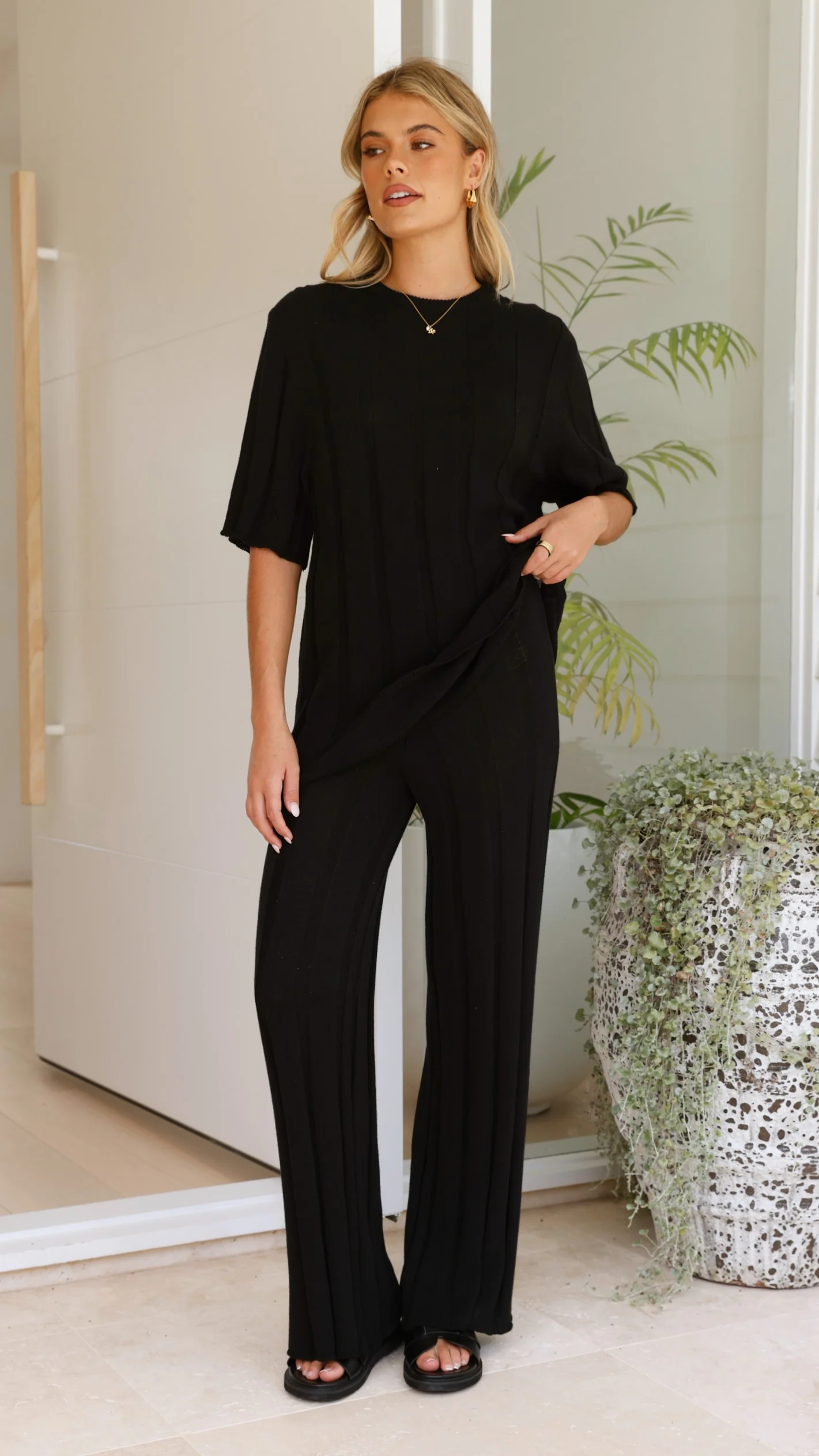 Bayu Knit Pants - Black