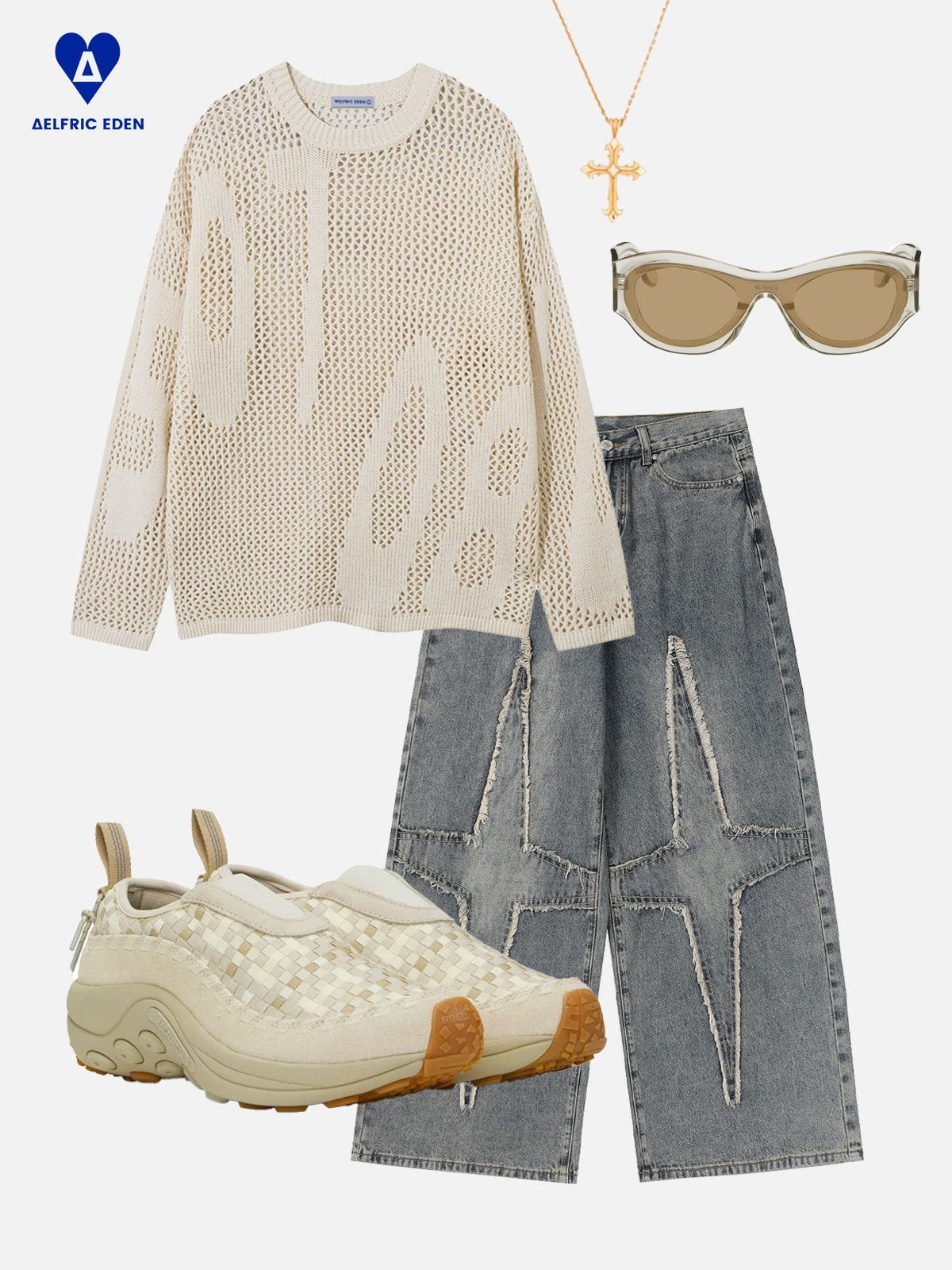 Aelfric Eden Open Knit Crew Neck Sweater