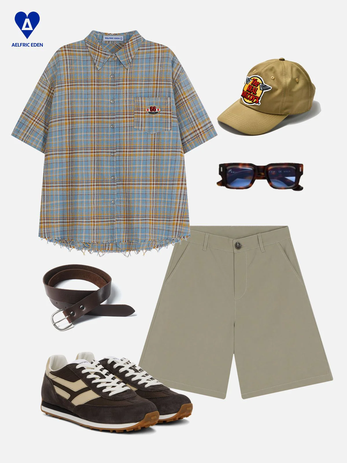 Aelfric Eden Gradient Plaid Pocket Short Sleeve Shirt