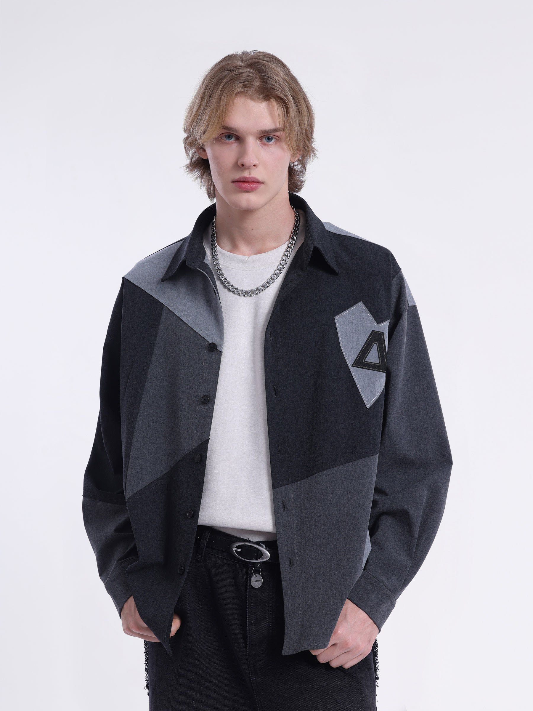 Aelfric Eden Geometry Patchwork Long Sleeve Shirt