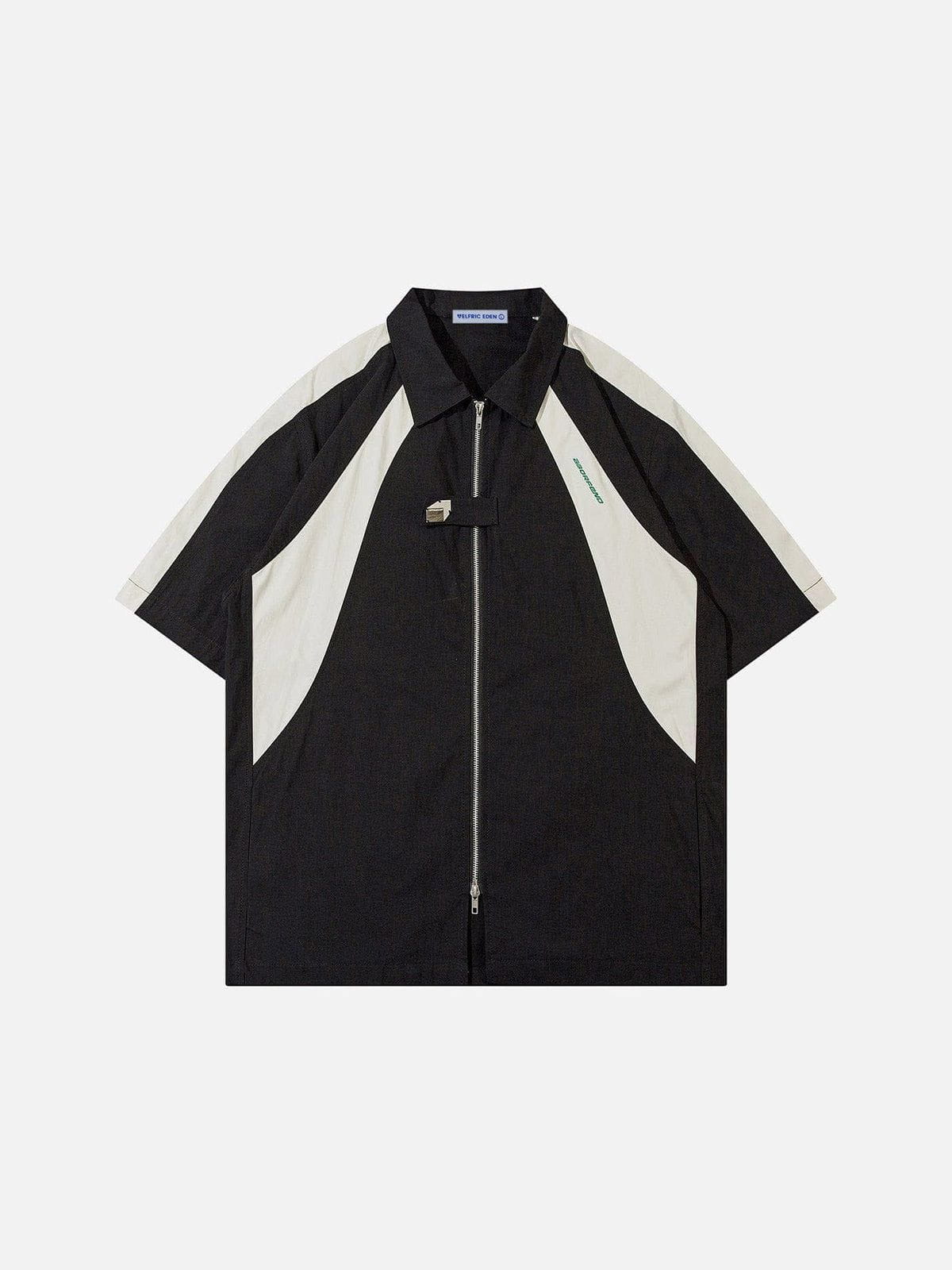 Aelfric Eden Colorblock Zipper Racing Short Sleeve Shirt