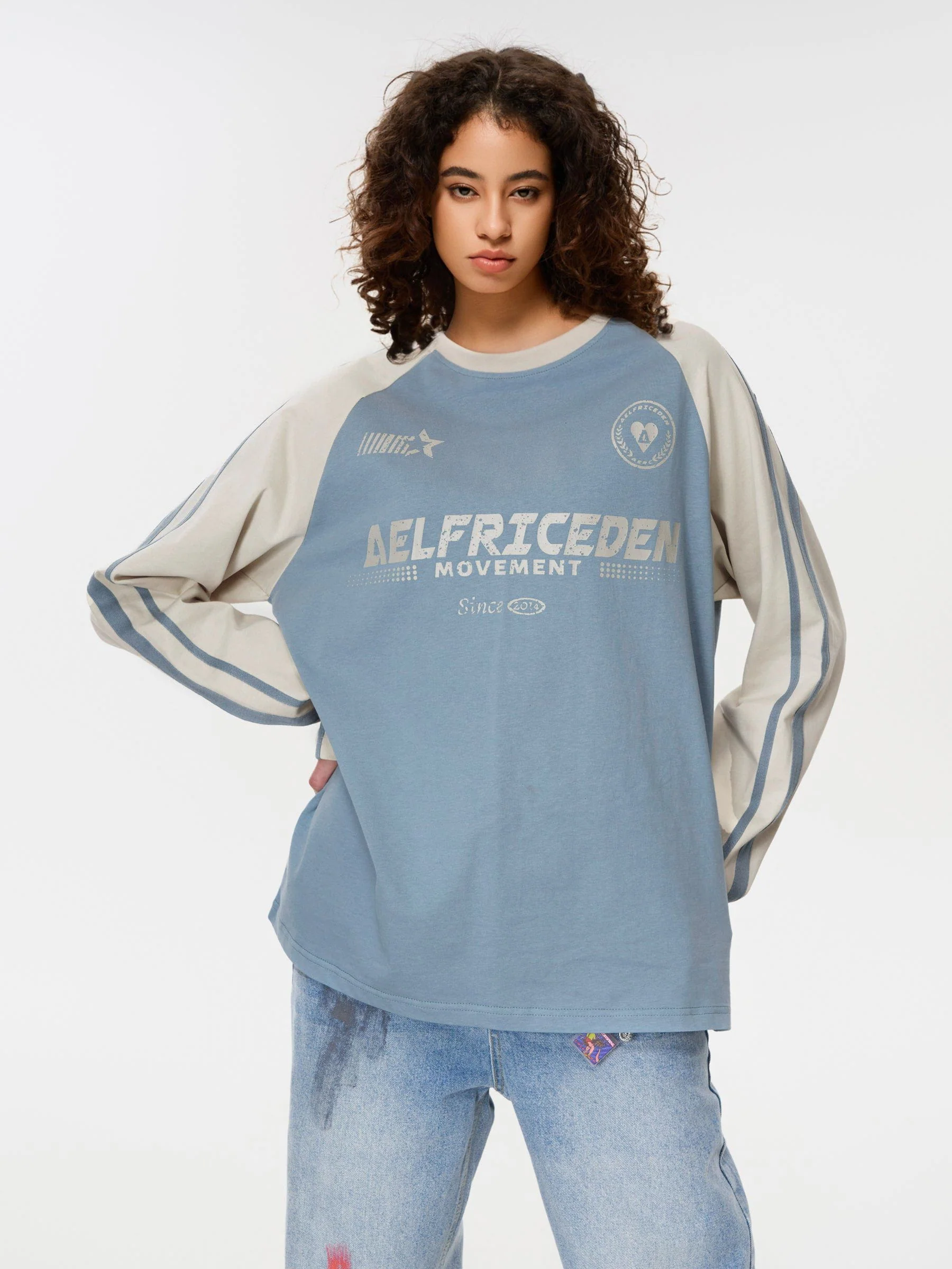 Aelfric Eden Color Blocking Print Long Sleeve Tee