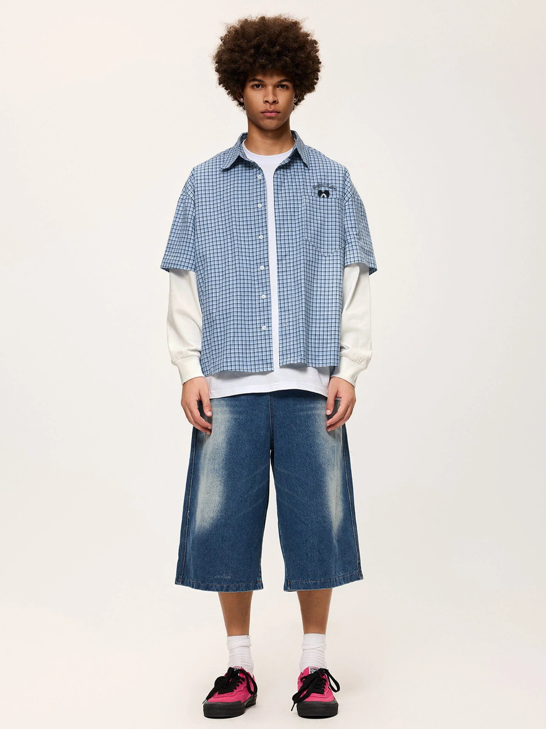 Aelfric Eden Plaid Patchwork Long Sleeve Shirt