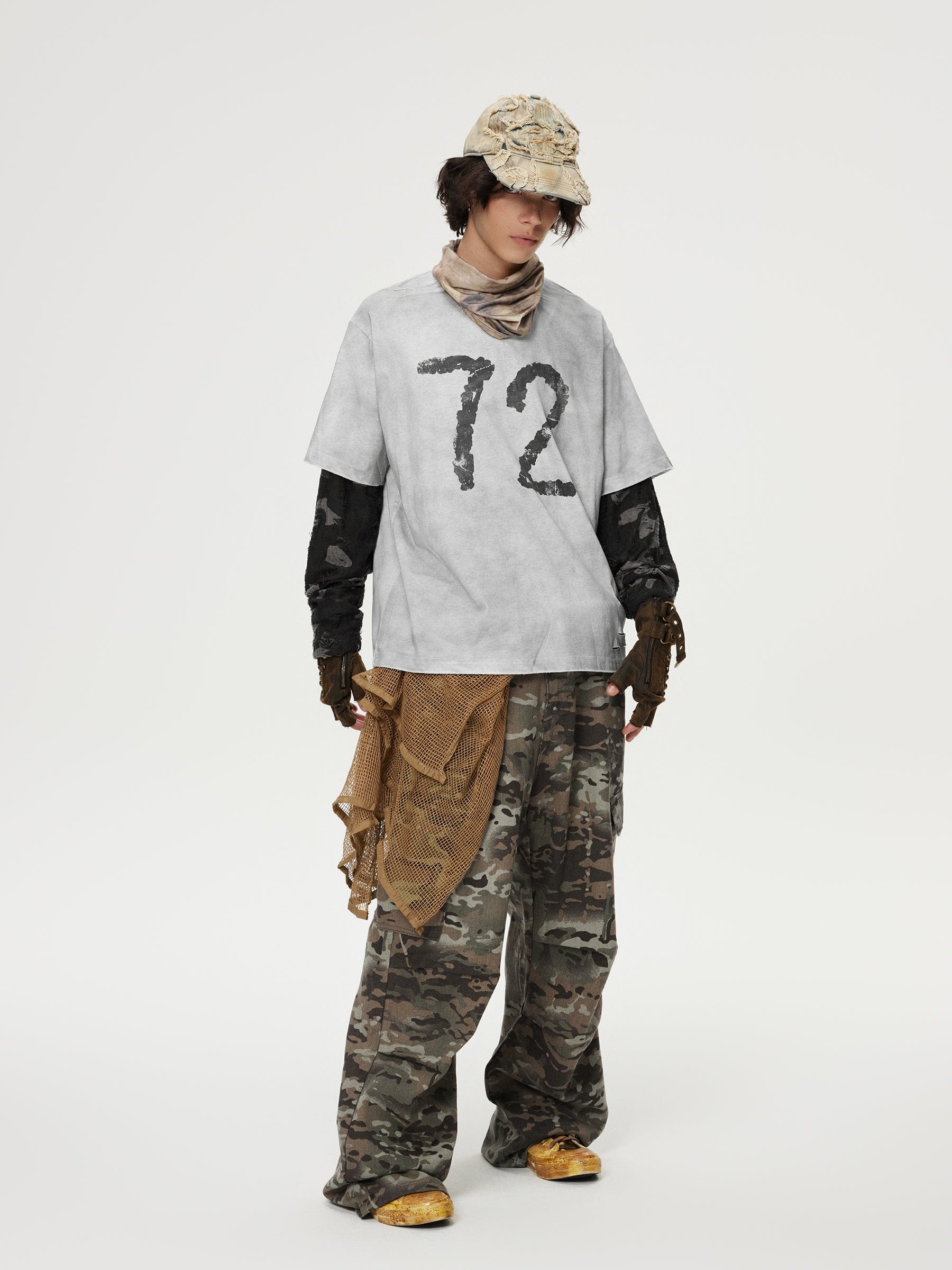Aelfric Eden Camouflage Distressed Long Sleeve Tee