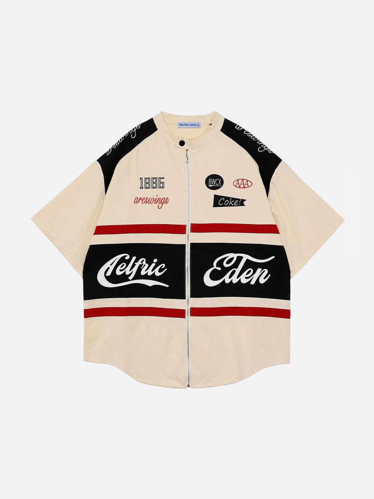 Aelfric Eden Zipper Stitching Racing Short Sleeve Shirt