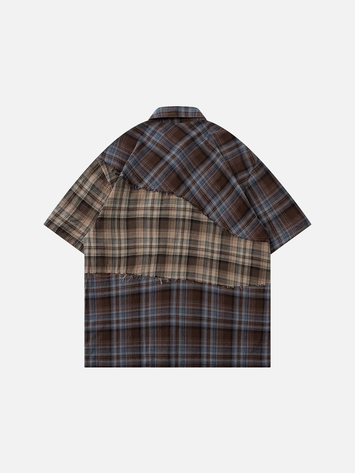 Aelfric Eden Plaid Patchwork Short Sleeve Shirt