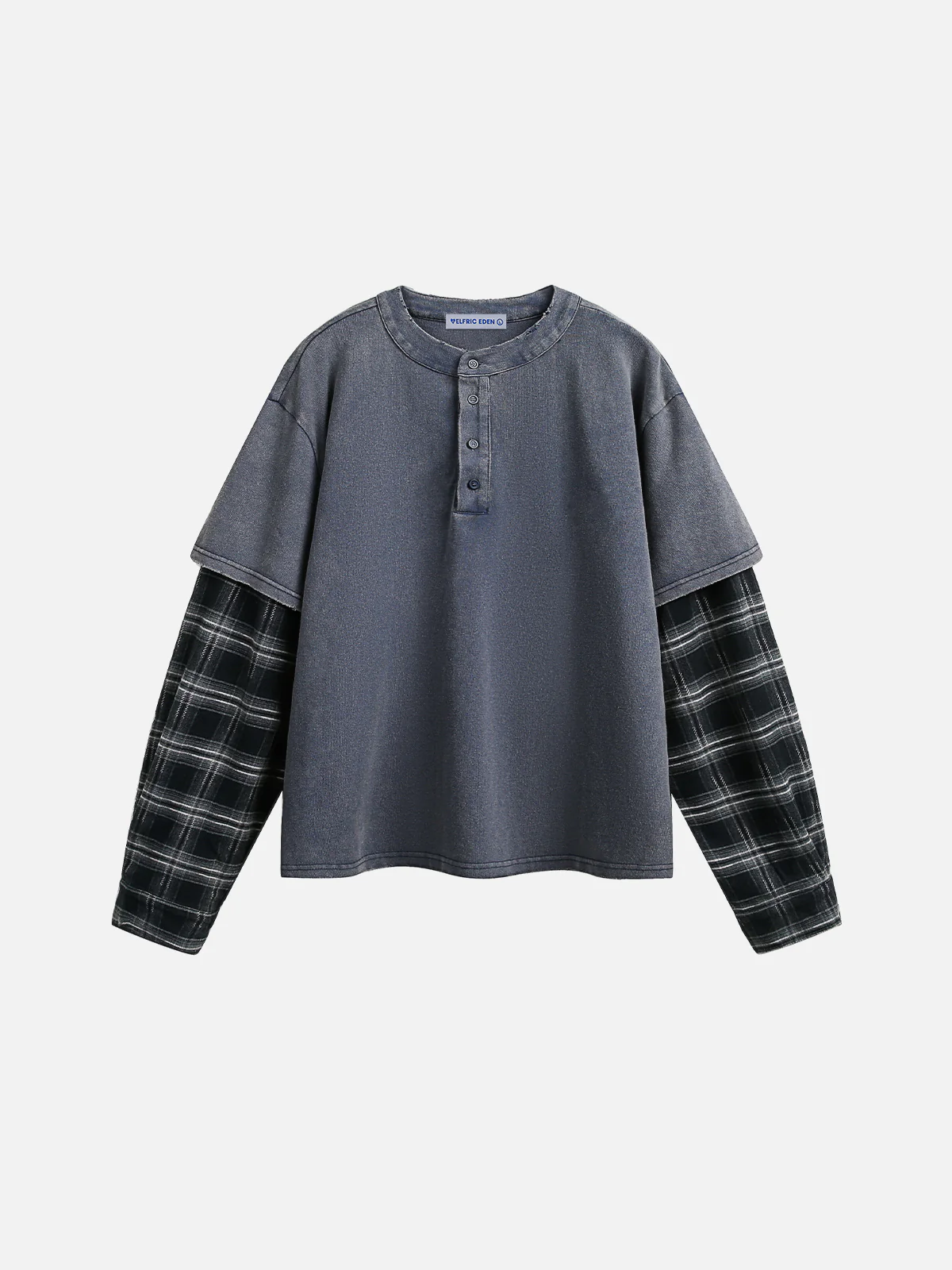 Aelfric Eden Plaid Two Layer Washed Long Sleeve Tee