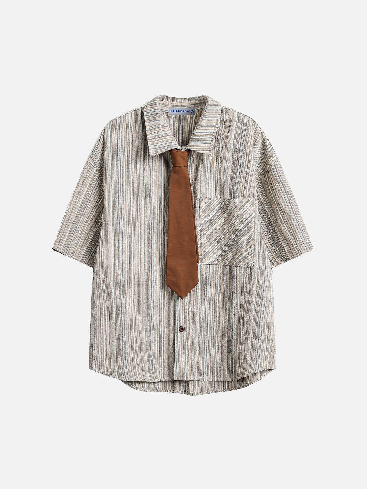 Aelfric Eden Stripe Necktie Short Sleeve Shirt