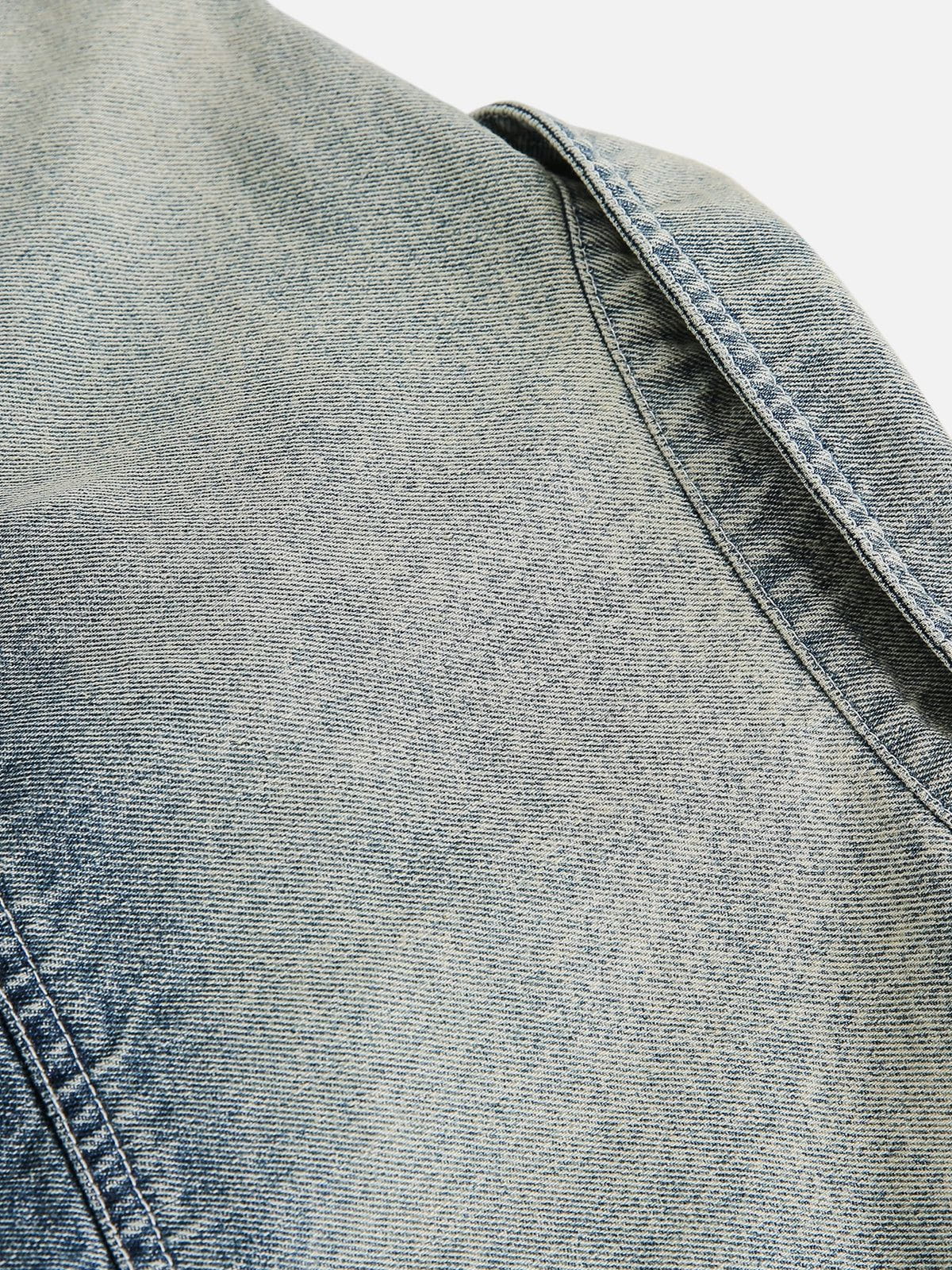 Aelfric Eden Flower Embroidery Denim Short Sleeve Shirt