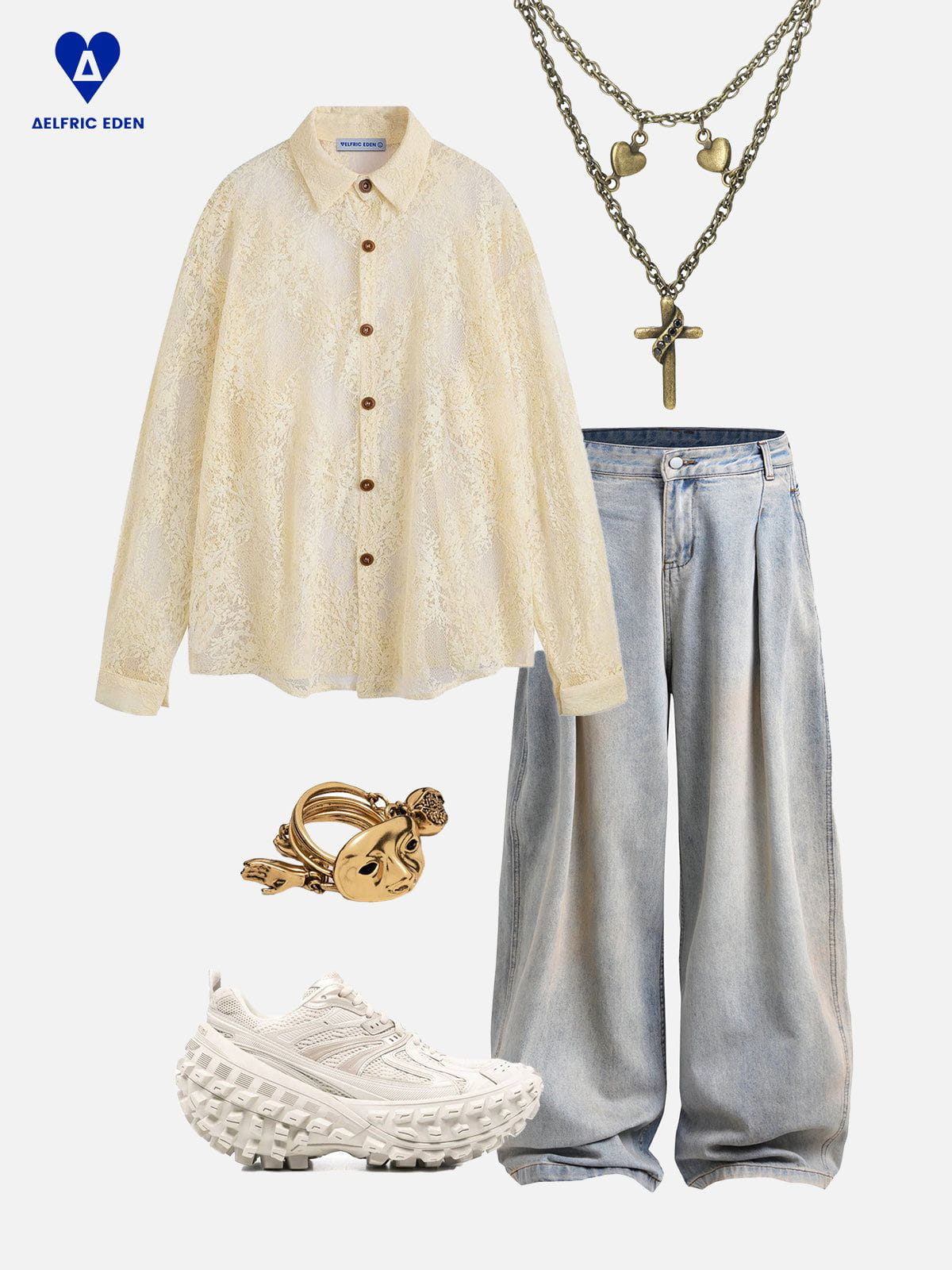 Aelfric Eden Flower Cut-Out Long Sleeve Shirt