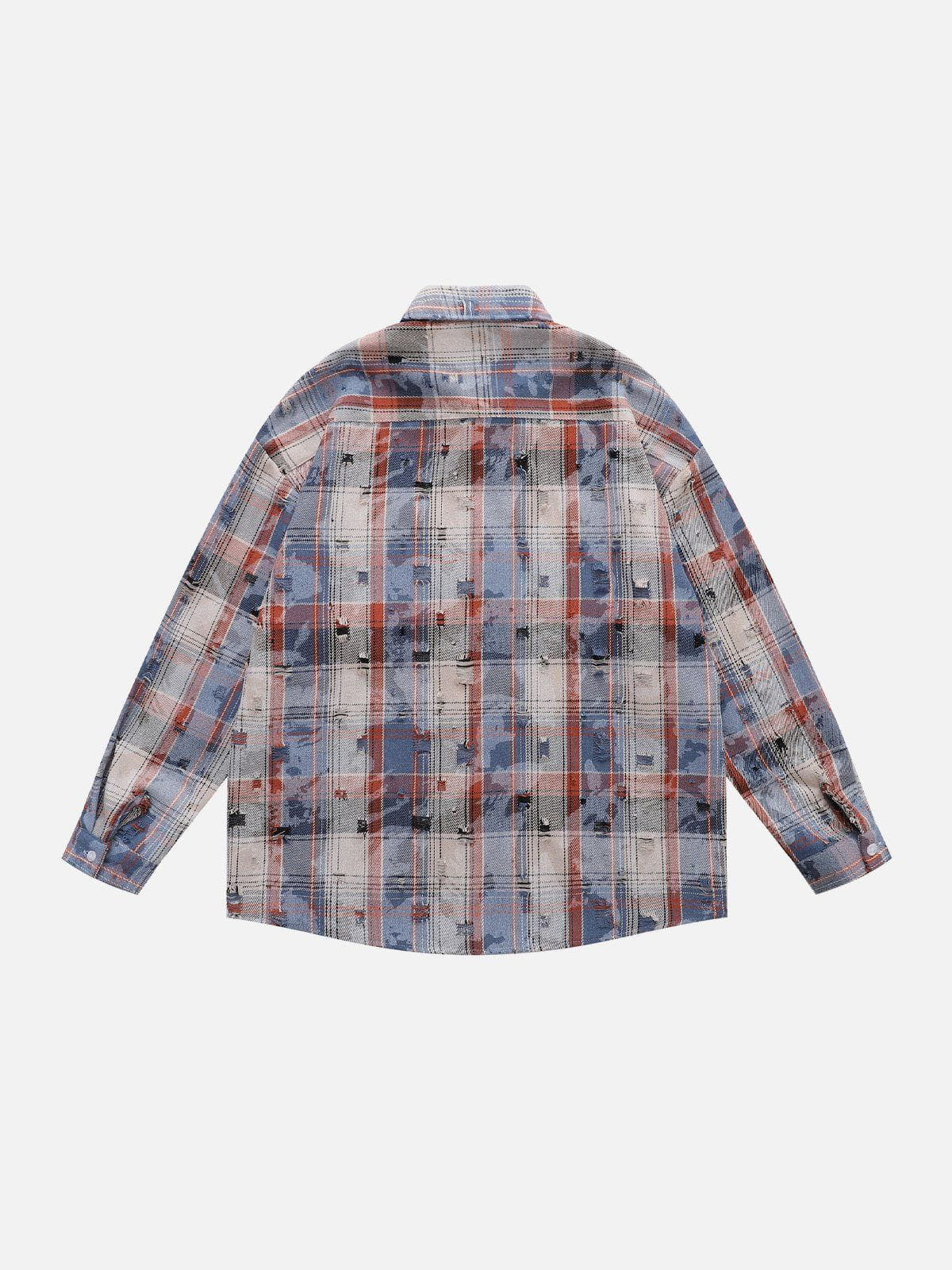 Aelfric Eden Plaid Distressed Long Sleeve Shirt