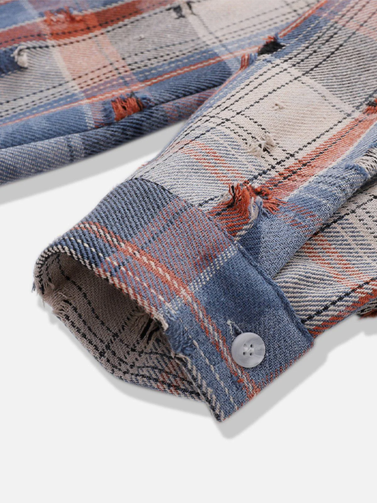 Aelfric Eden Plaid Distressed Long Sleeve Shirt