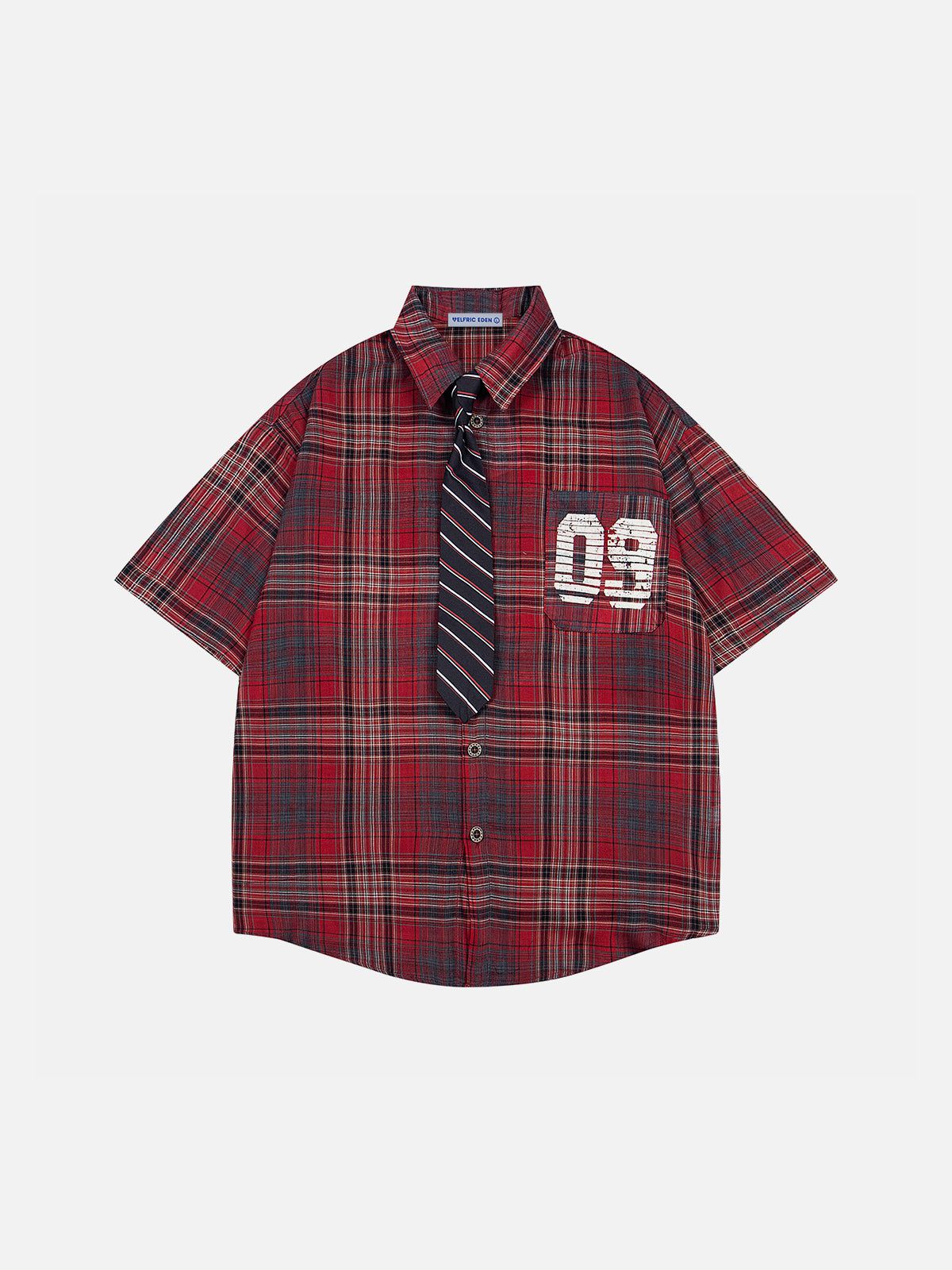 Aelfric Eden Plaid Necktie Short Sleeve Shirt