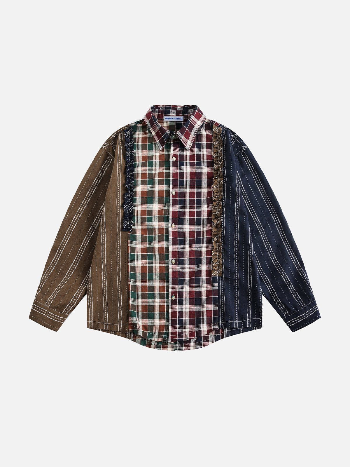 Aelfric Eden Multi Color Patchwork Long Sleeve Shirt