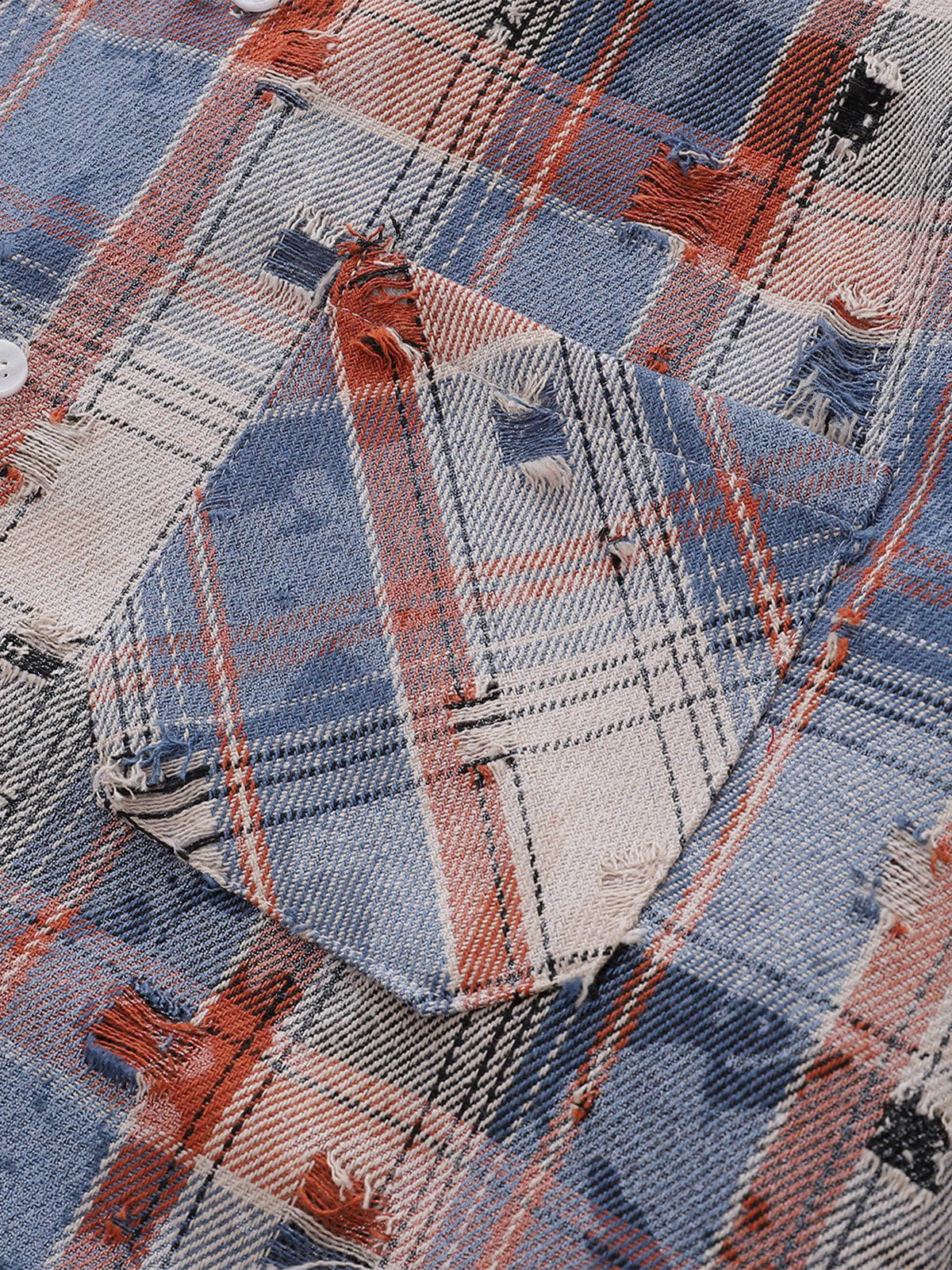 Aelfric Eden Plaid Distressed Long Sleeve Shirt