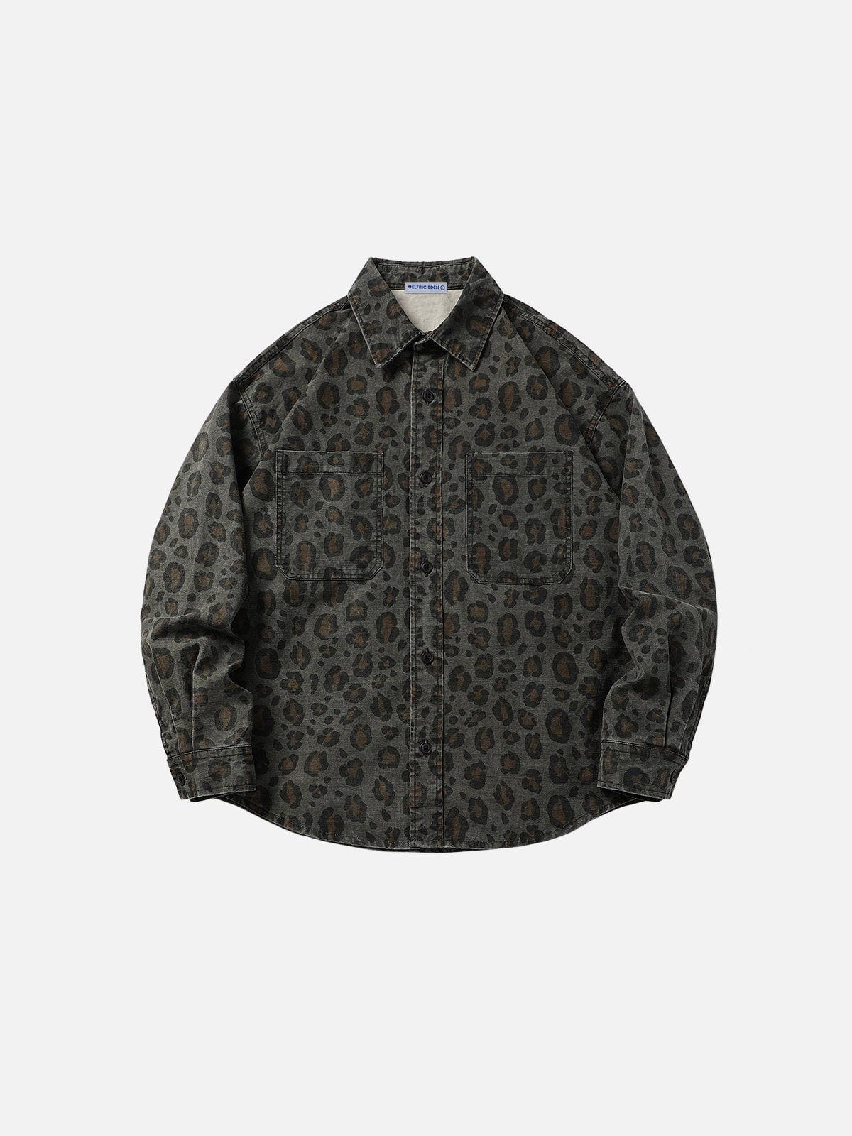 Aelfric Eden Grey Leopard Print Long Sleeve Shirt