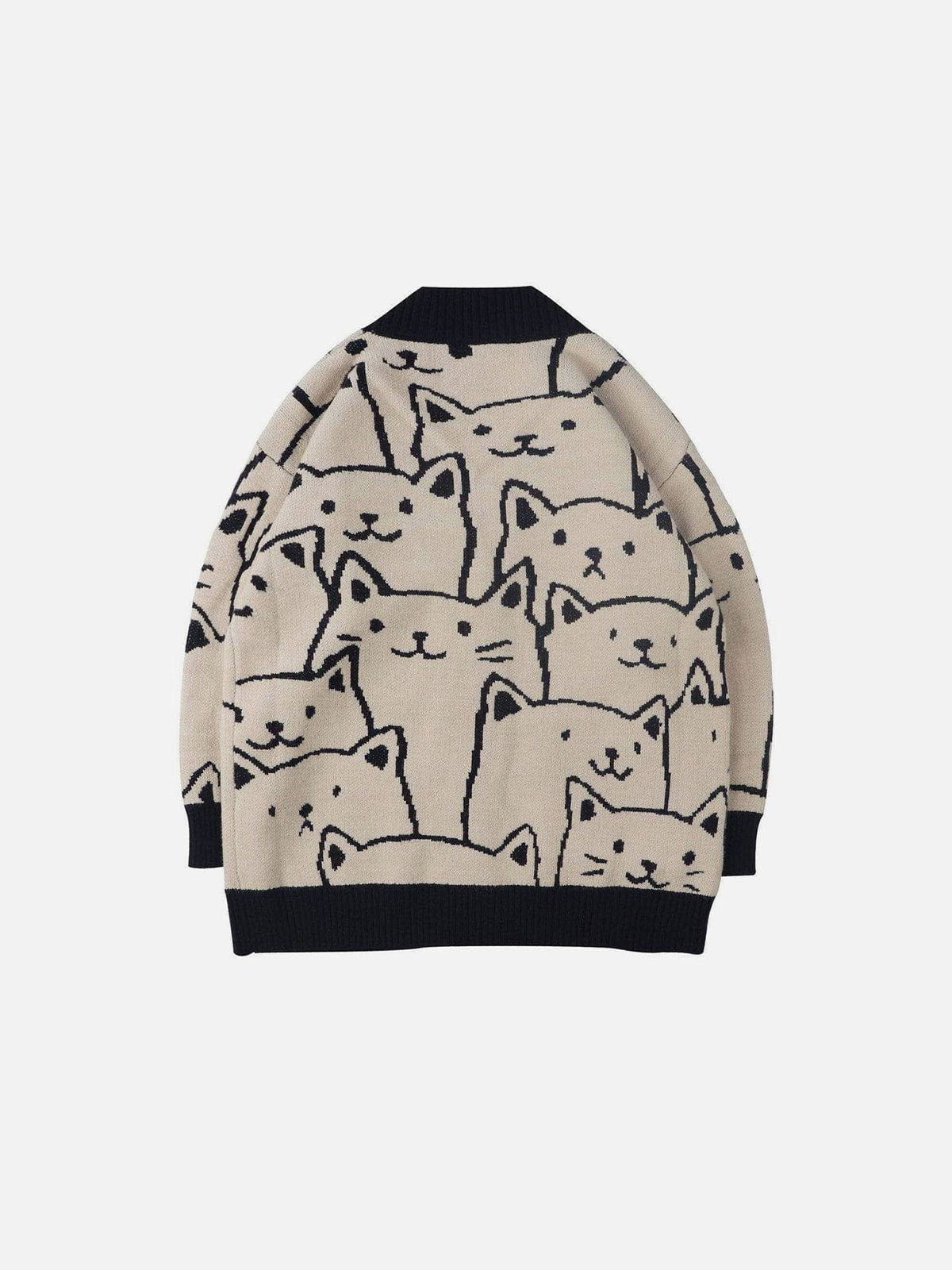 Aelfric Eden Cartoon Cat Print Knit Cardigan