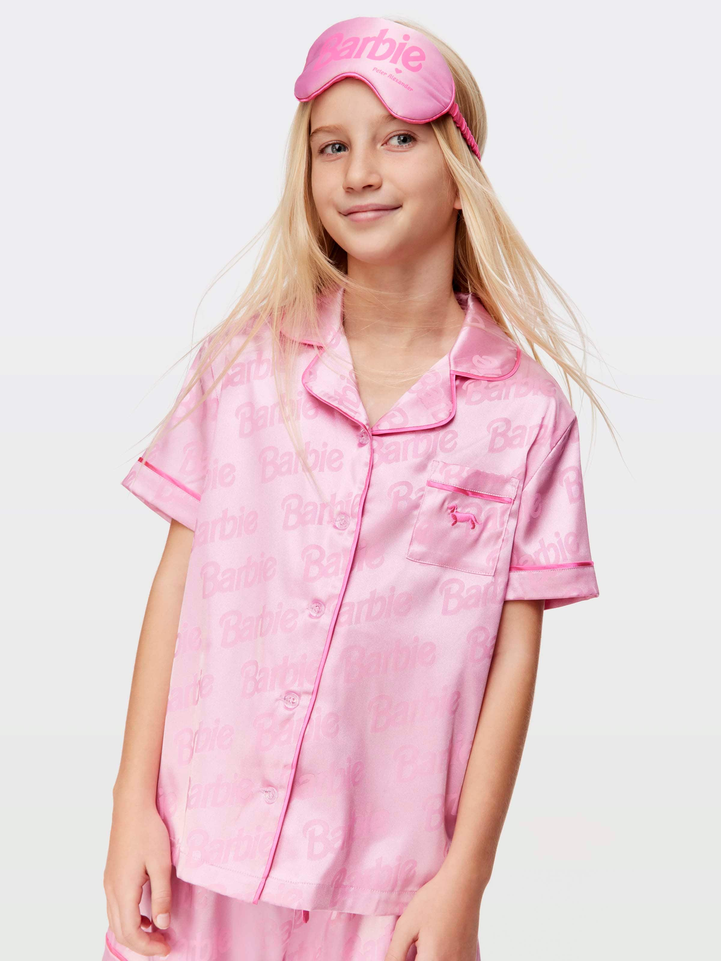 Girls Barbie Satin Pj Set