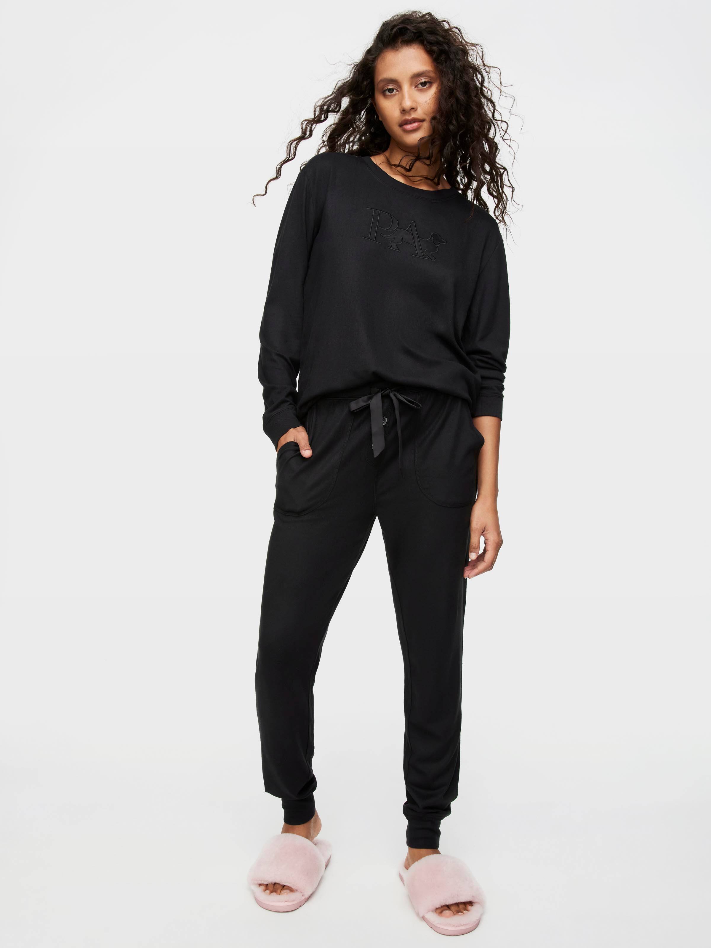 Black Plush Easy Pj Pant