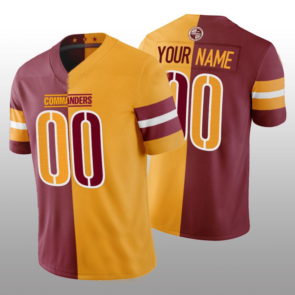 Burgundy Gold Split Washington Commanders Custom Jerseys - Jerseysfb