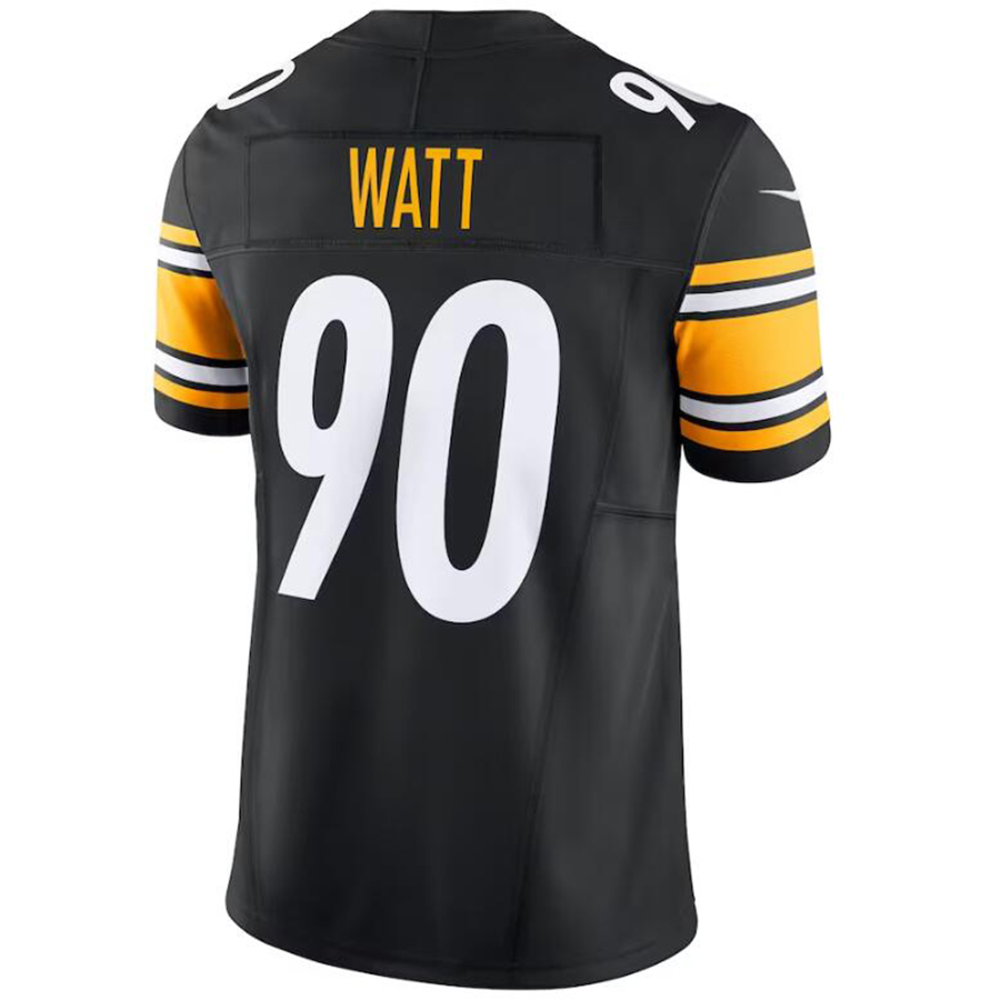 P.steelers #90 T.j. Watt Black Player Game Jersey Vapor F.u.s.e 