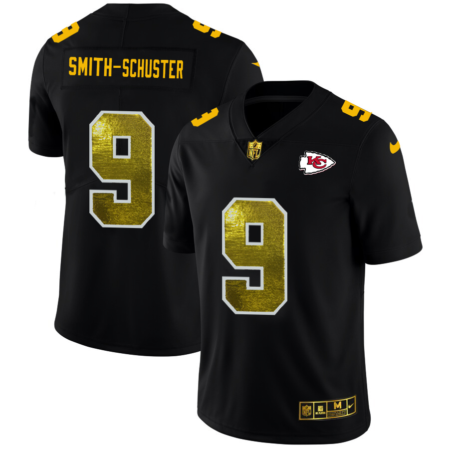 Kansas City Chiefs #9 JuJu Smith-Schuster Black Golden Sequin Vapor Limited Jersey
